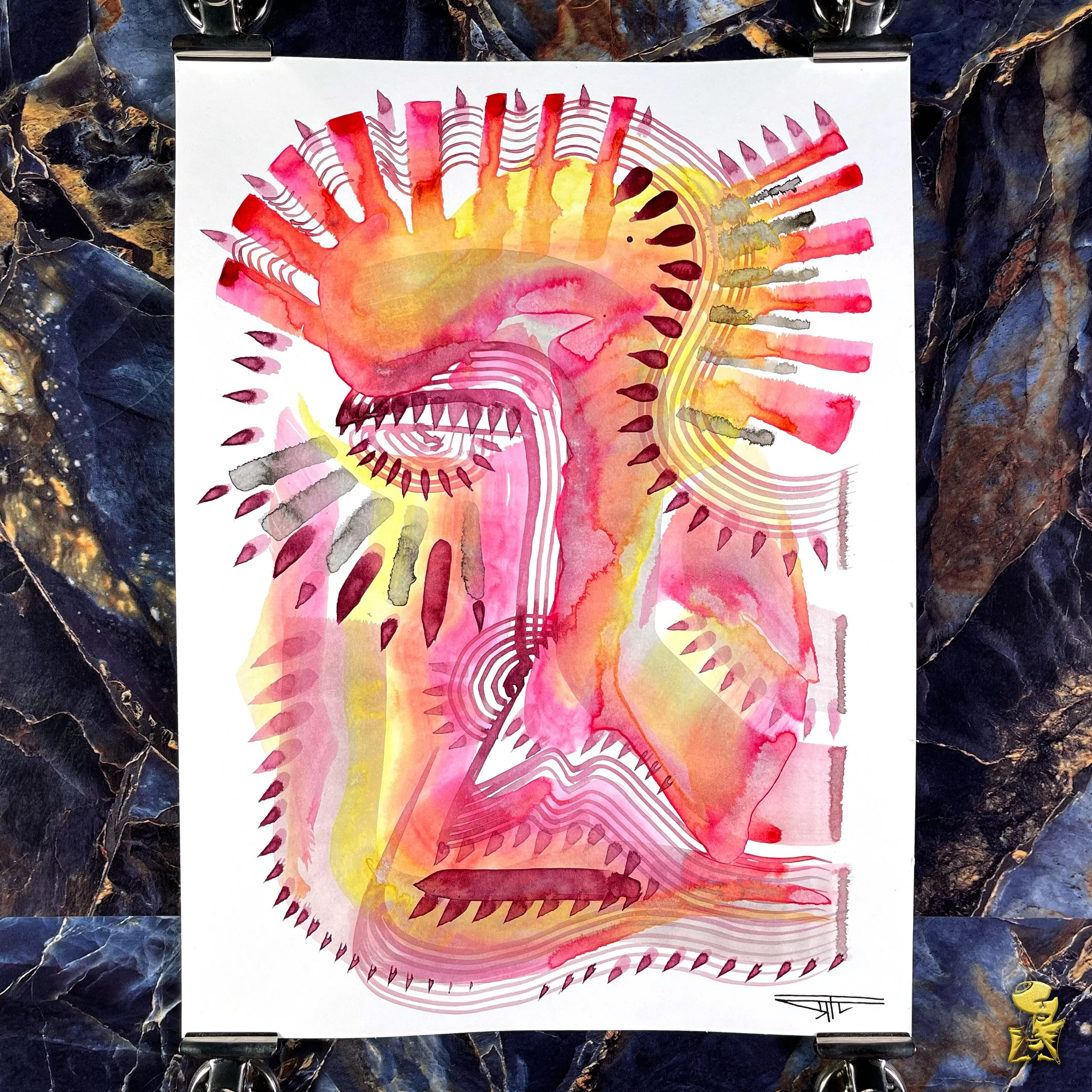 #2112 The Many Faces: Abstract Ink Painting by Ray Taylor