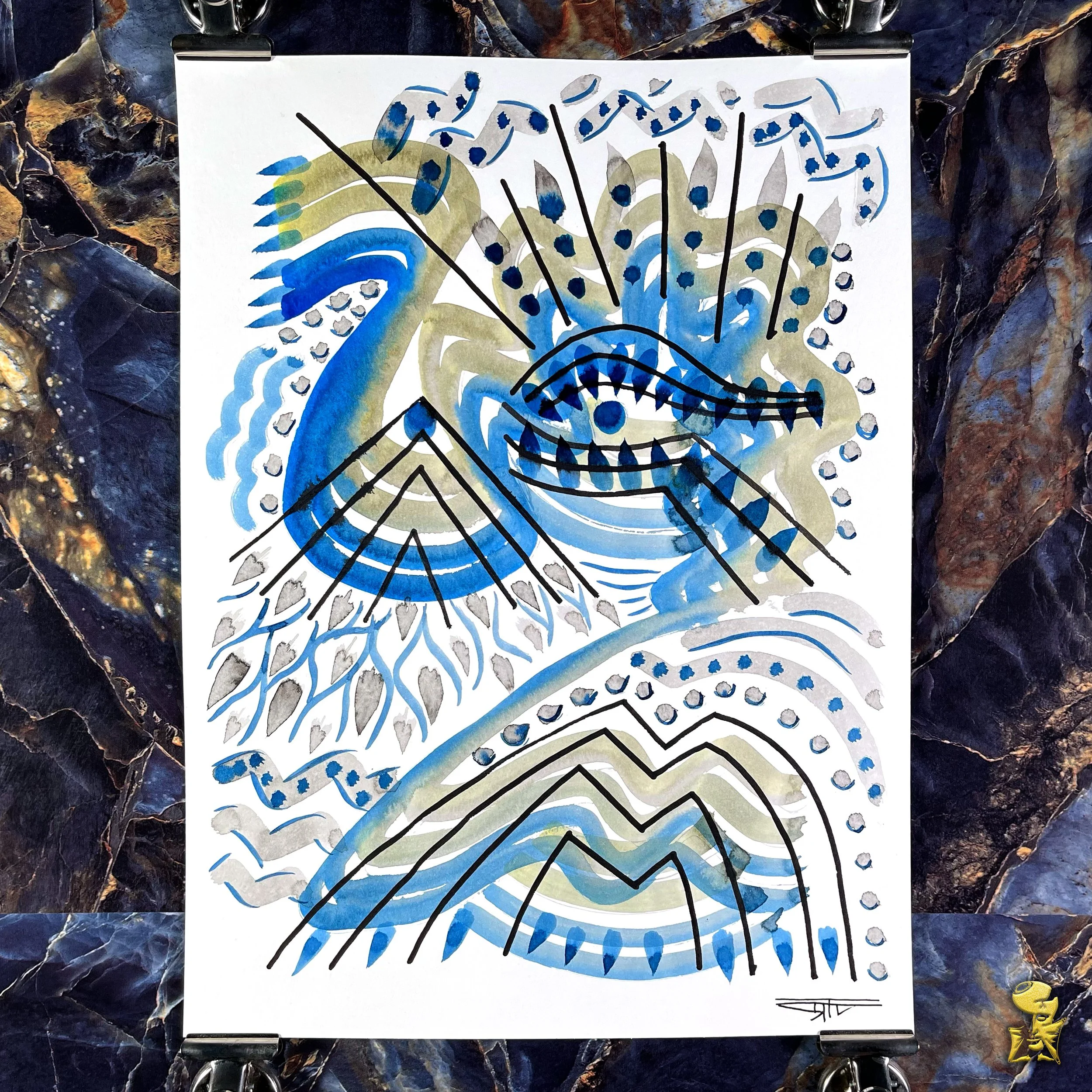 #2113 The Many Faces: Abstract Ink Painting by Ray Taylor