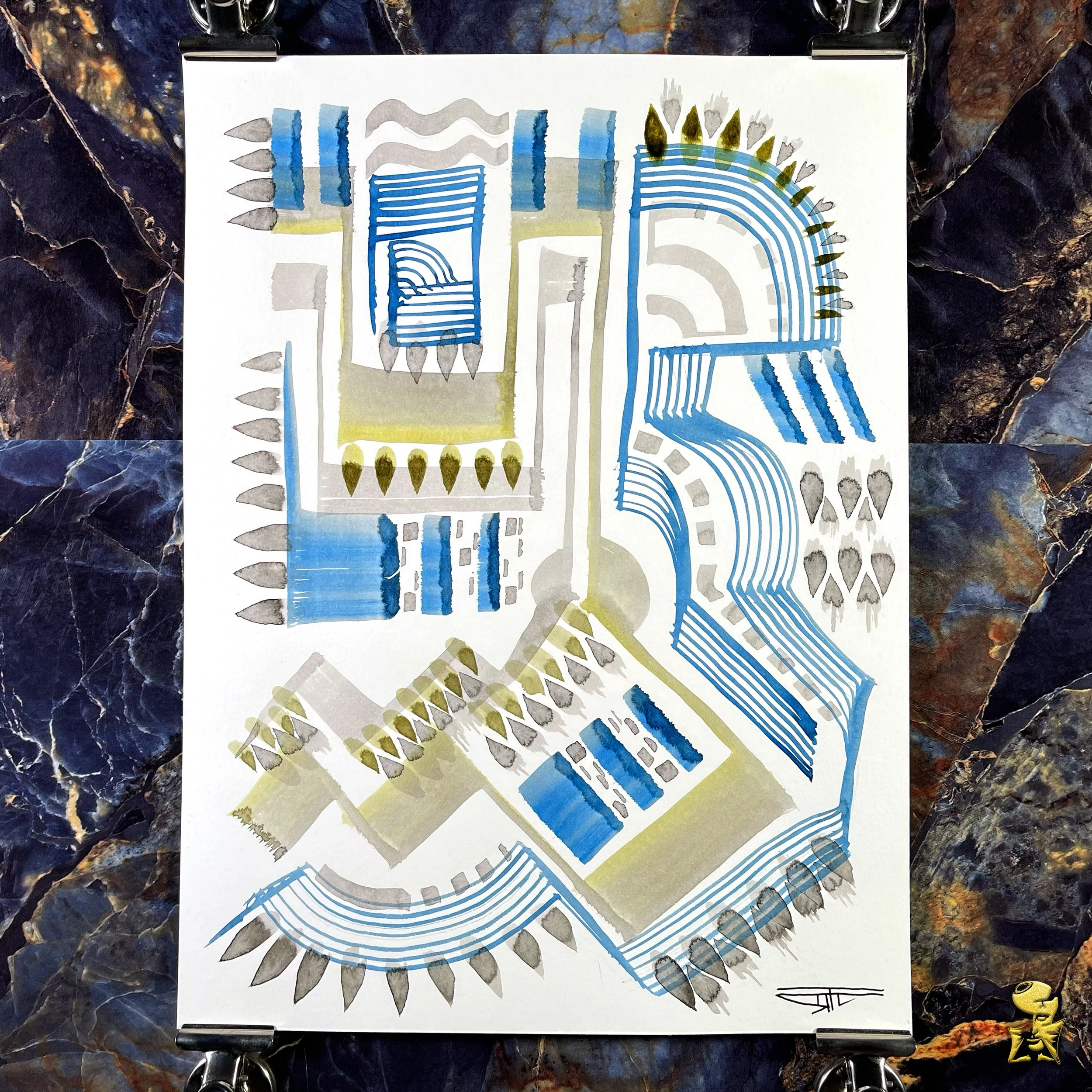 #2115 The Many Faces: Abstract Ink Painting by Ray Taylor