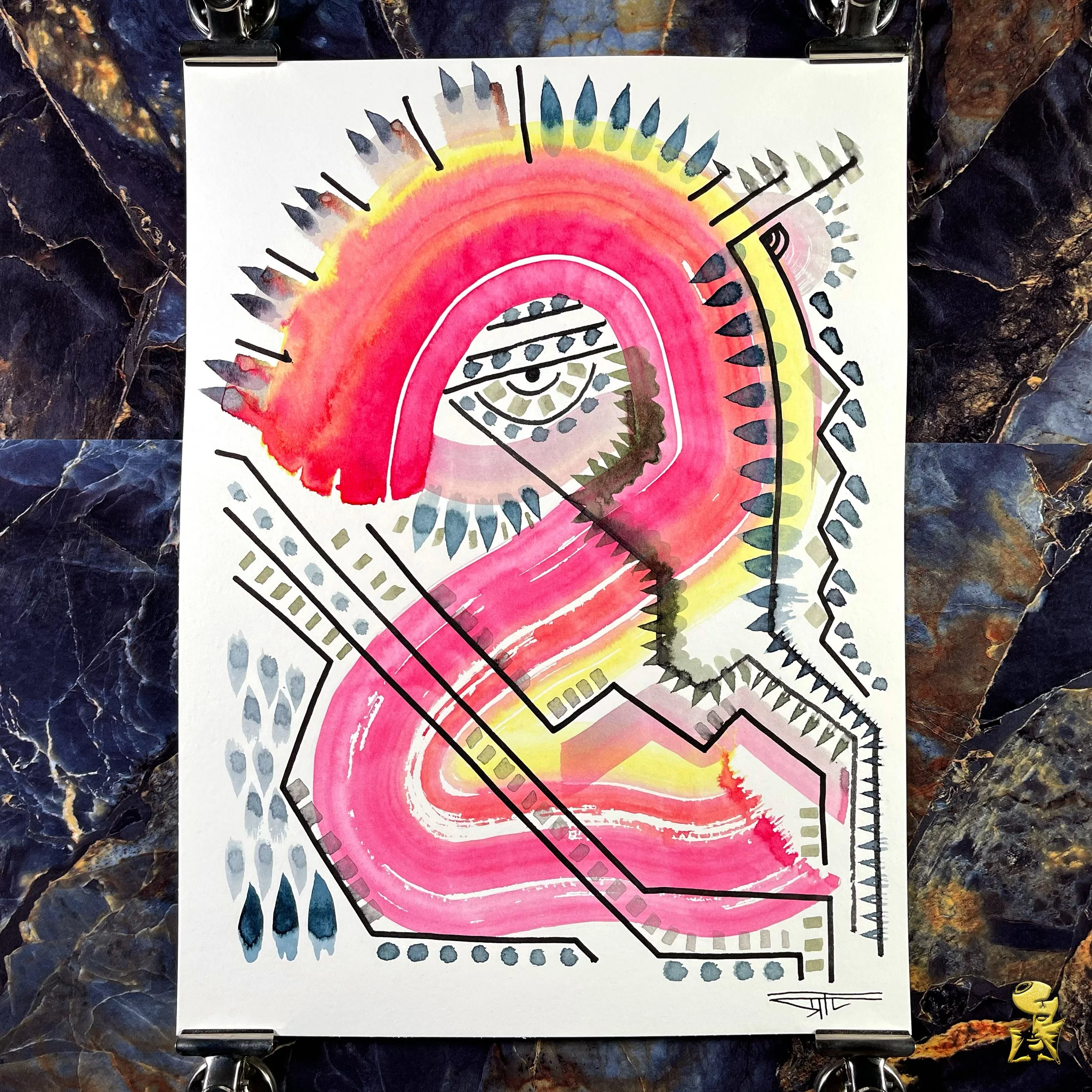 #2116 The Many Faces: Abstract Ink Painting by Ray Taylor