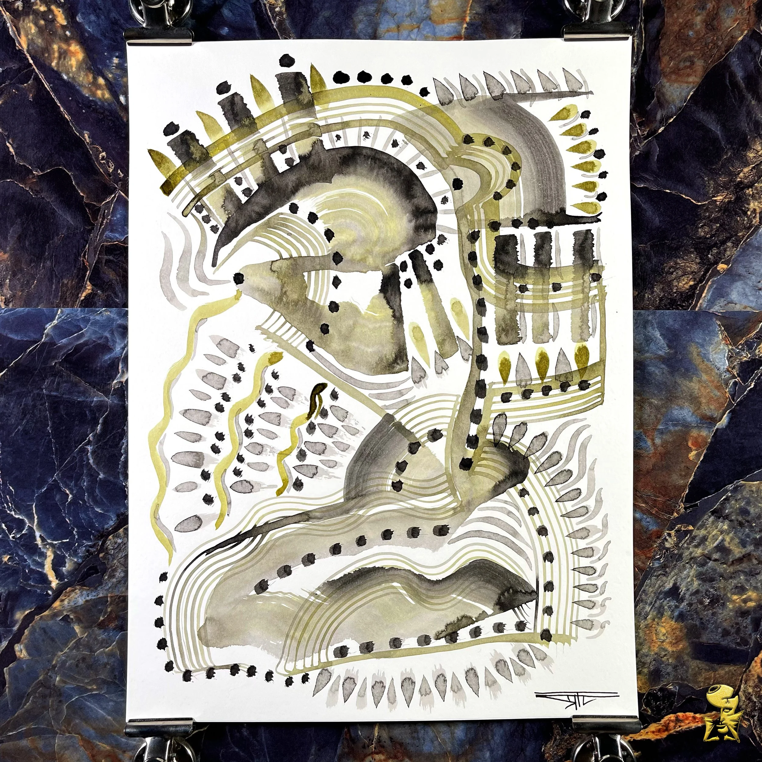 #2117 The Many Faces: Abstract Ink Painting by Ray Taylor
