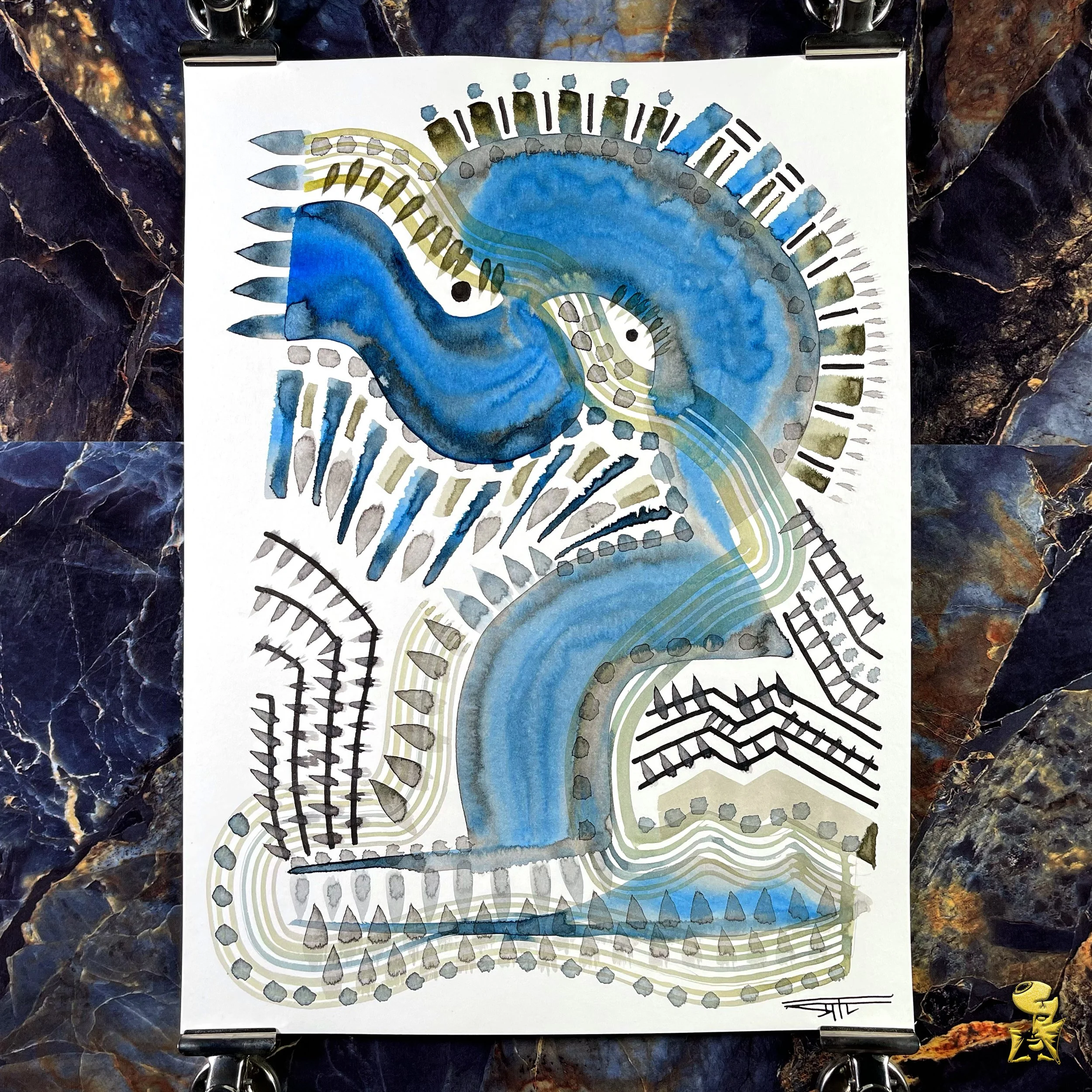 #2118 The Many Faces: Abstract Ink Painting by Ray Taylor