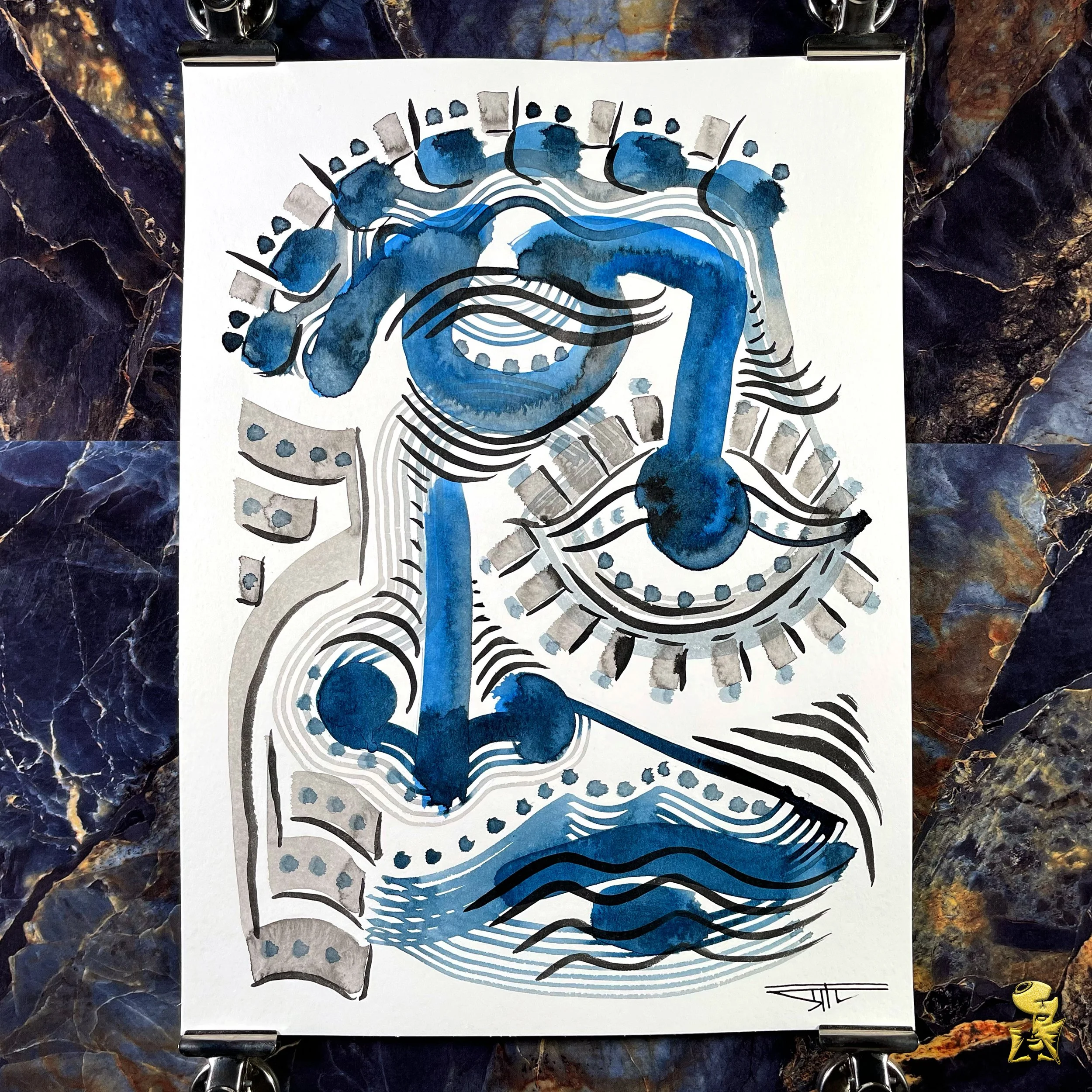 #2119 The Many Faces: Abstract Ink Painting by Ray Taylor