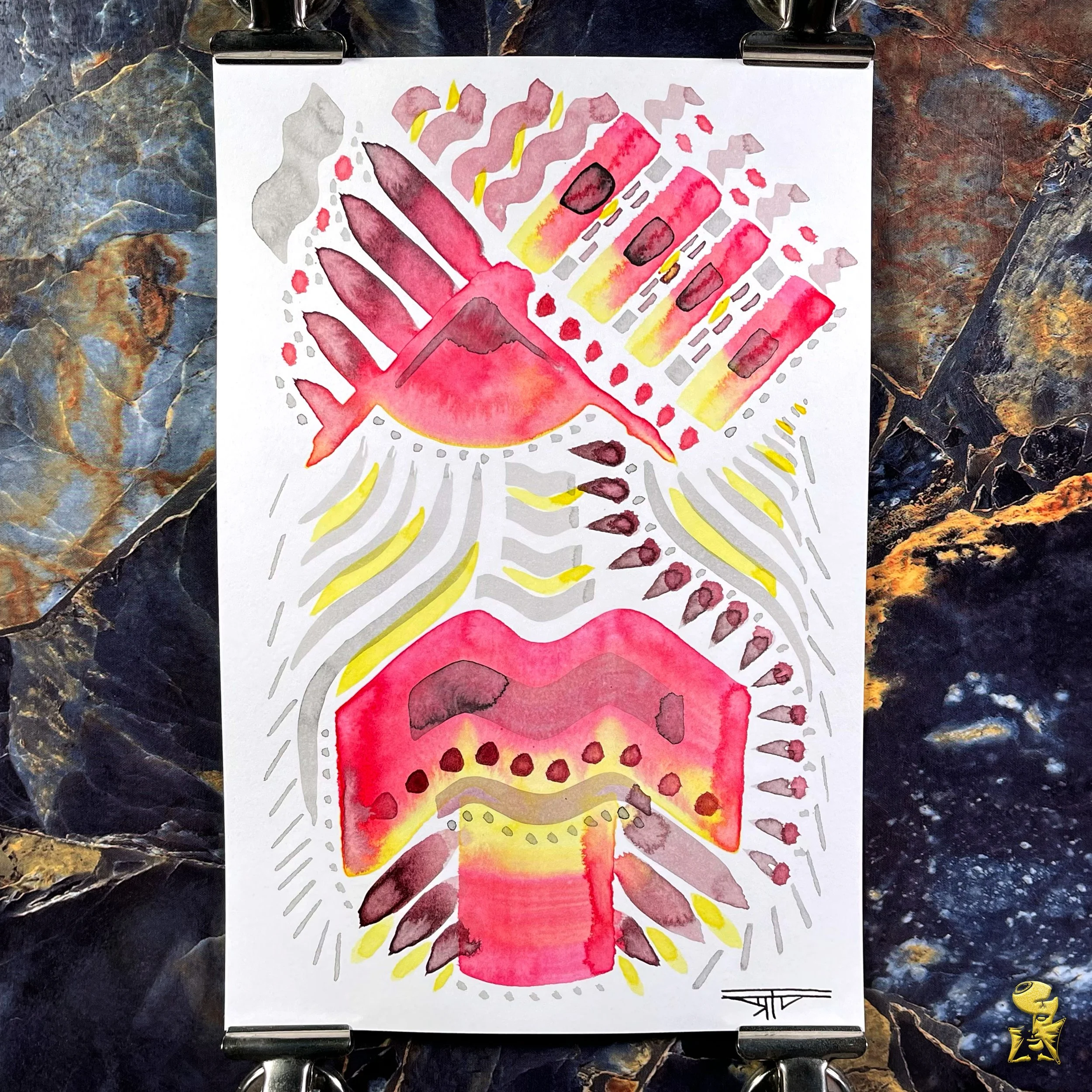 #2171 The Many Faces: Abstract Ink Painting by Ray Taylor
