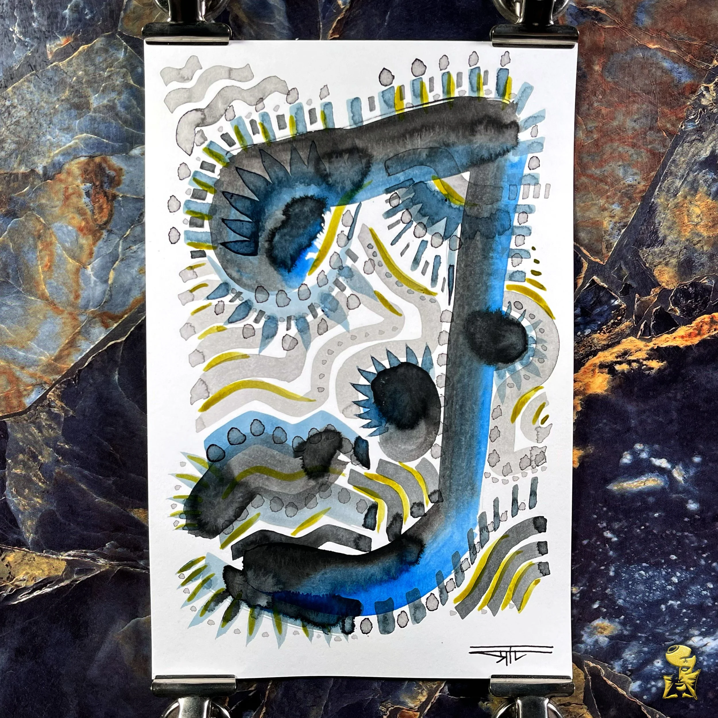 #2175 The Many Faces: Abstract Ink Painting by Ray Taylor