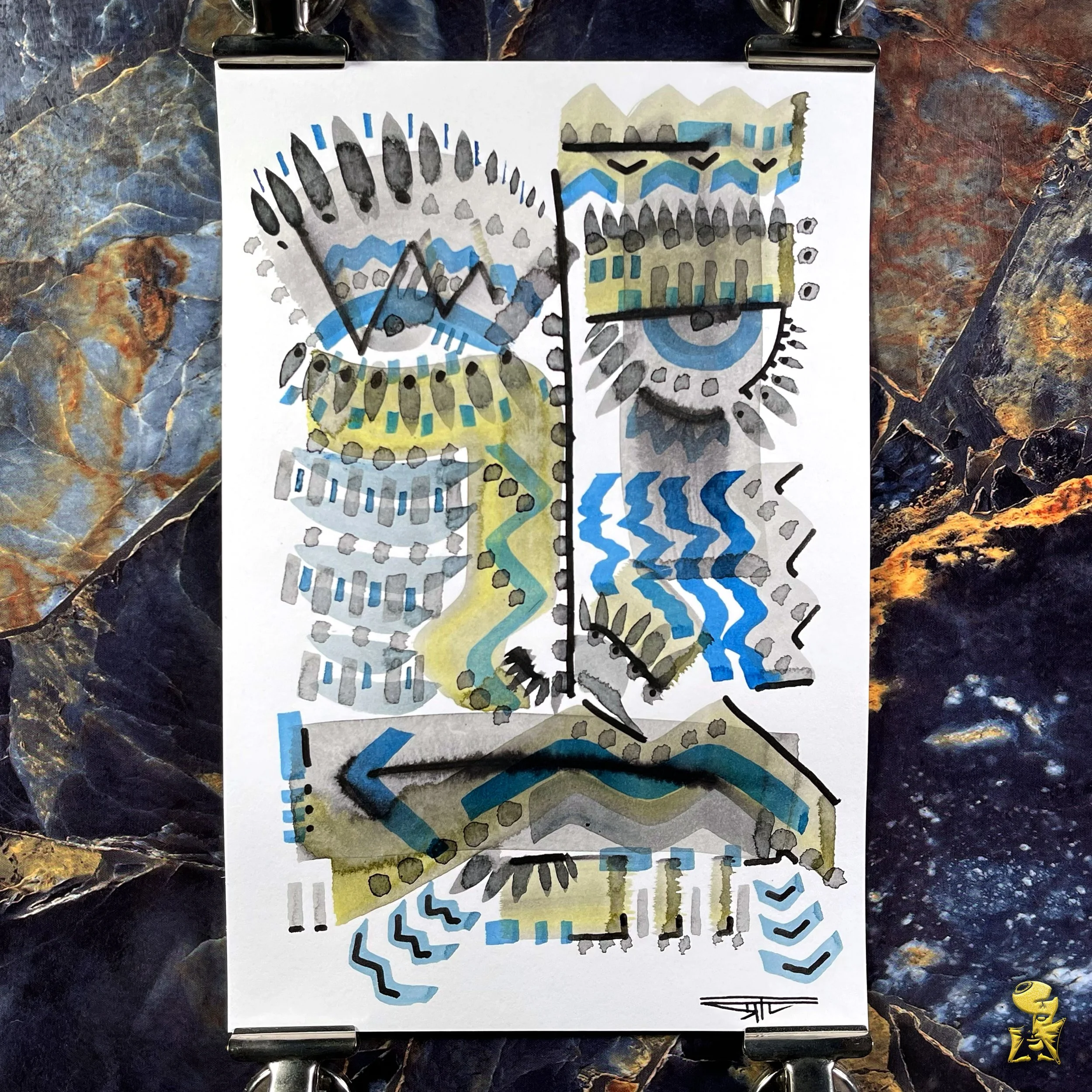 #2177 The Many Faces: Abstract Ink Painting by Ray Taylor