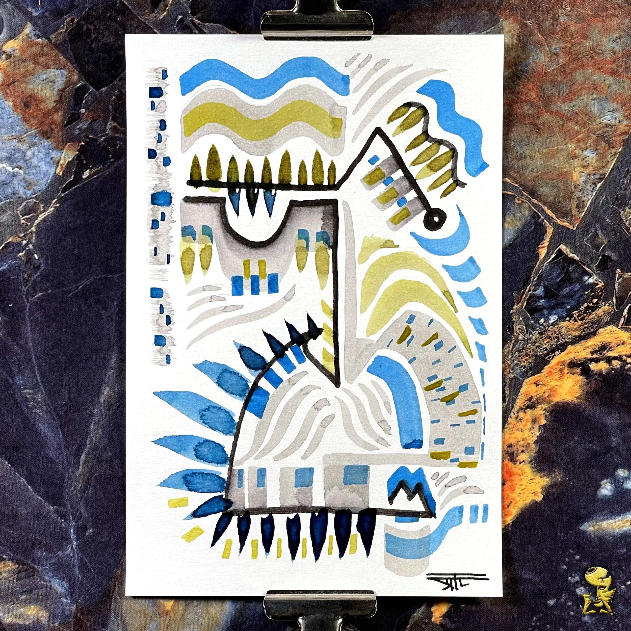 #2178 The Many Faces: Abstract Ink Painting by Ray Taylor