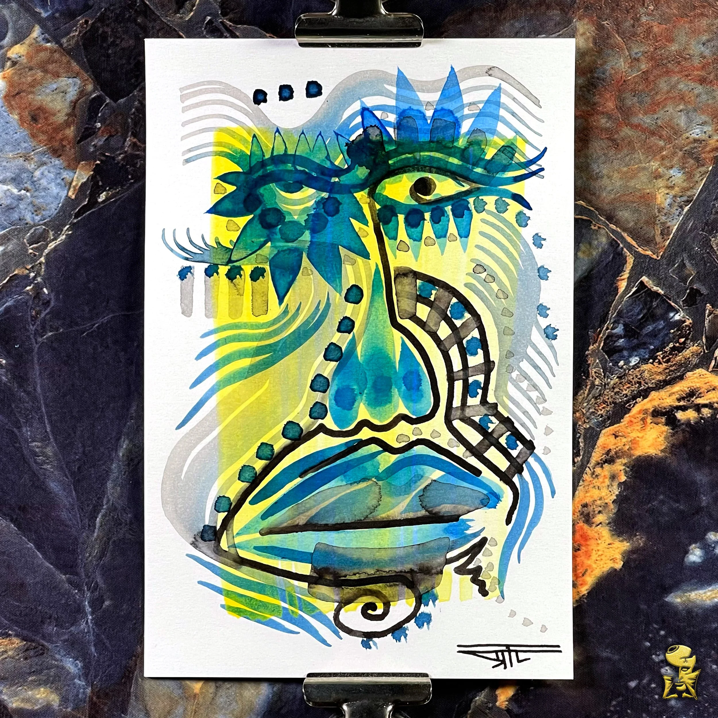 #2179 The Many Faces: Abstract Ink Painting by Ray Taylor