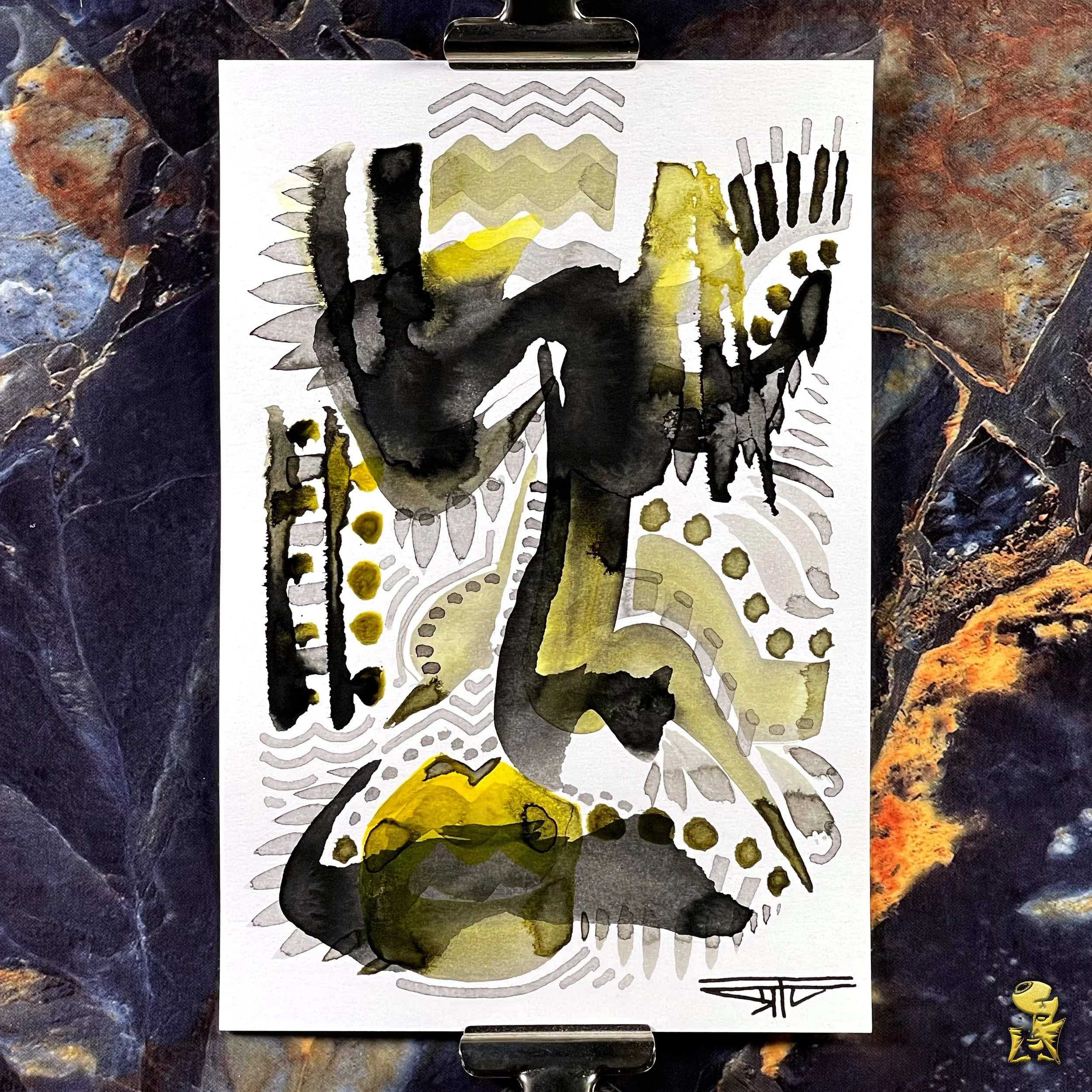 #2182 The Many Faces: Abstract Ink Painting by Ray Taylor