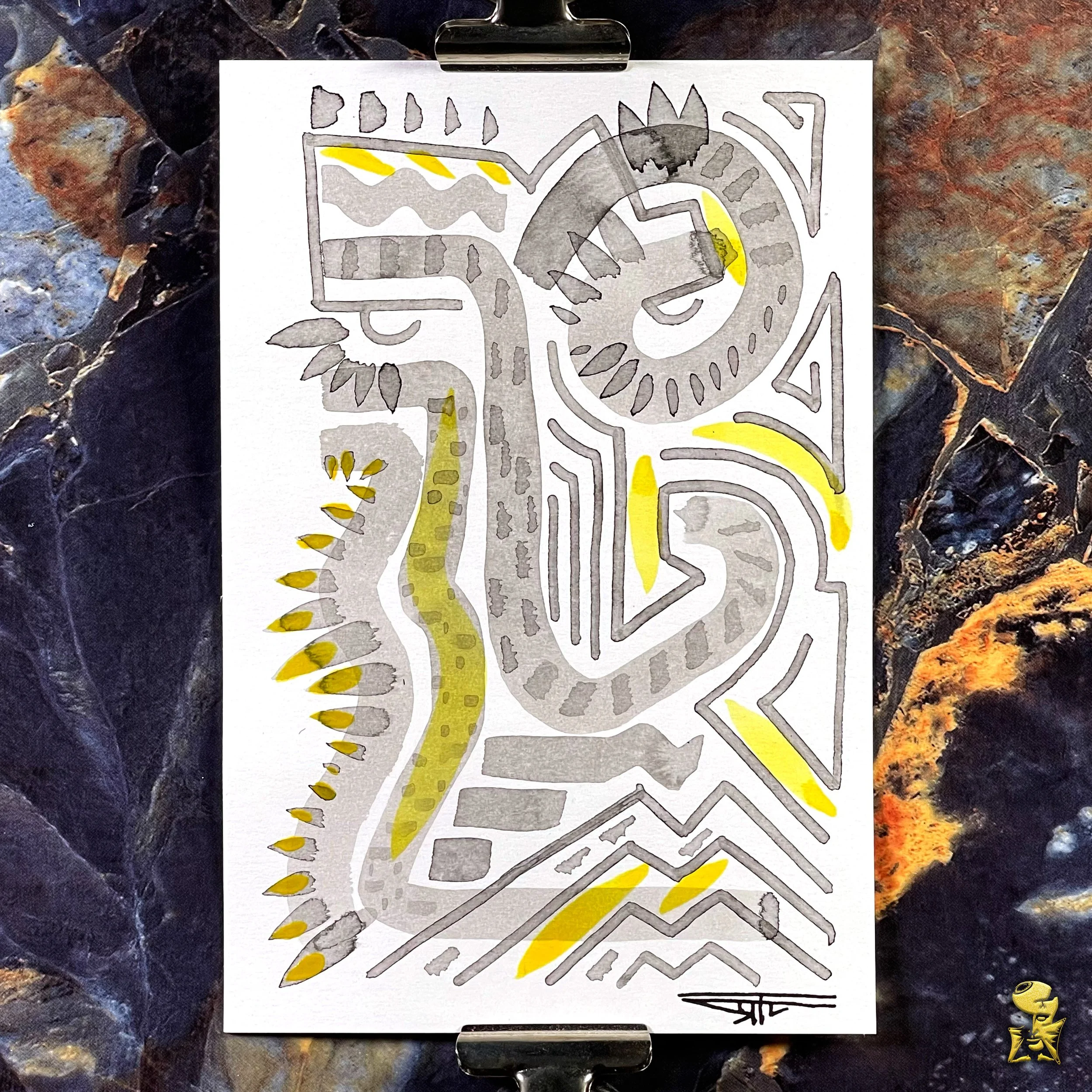 #2183 The Many Faces: Abstract Ink Painting by Ray Taylor