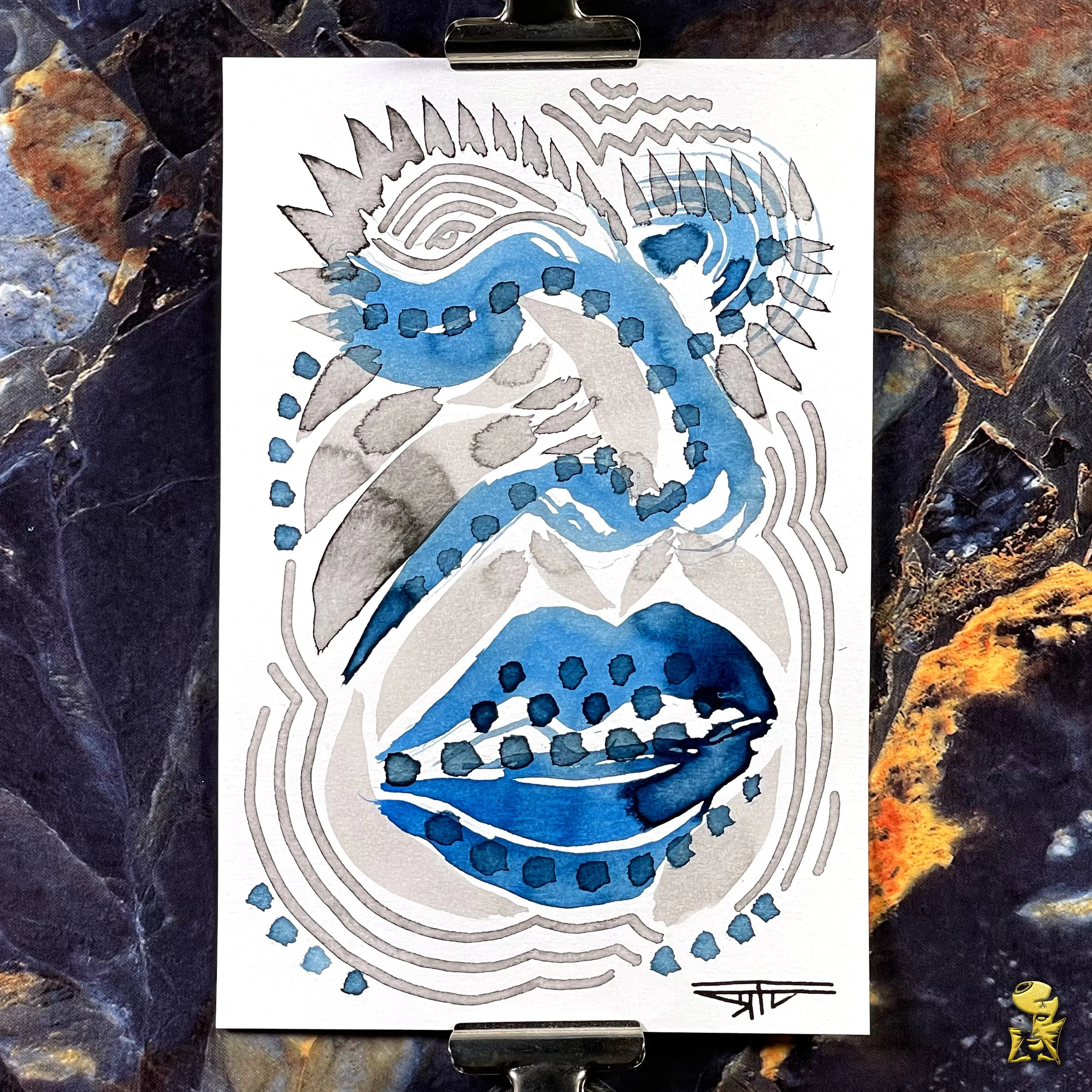 #2184 The Many Faces: Abstract Ink Painting by Ray Taylor