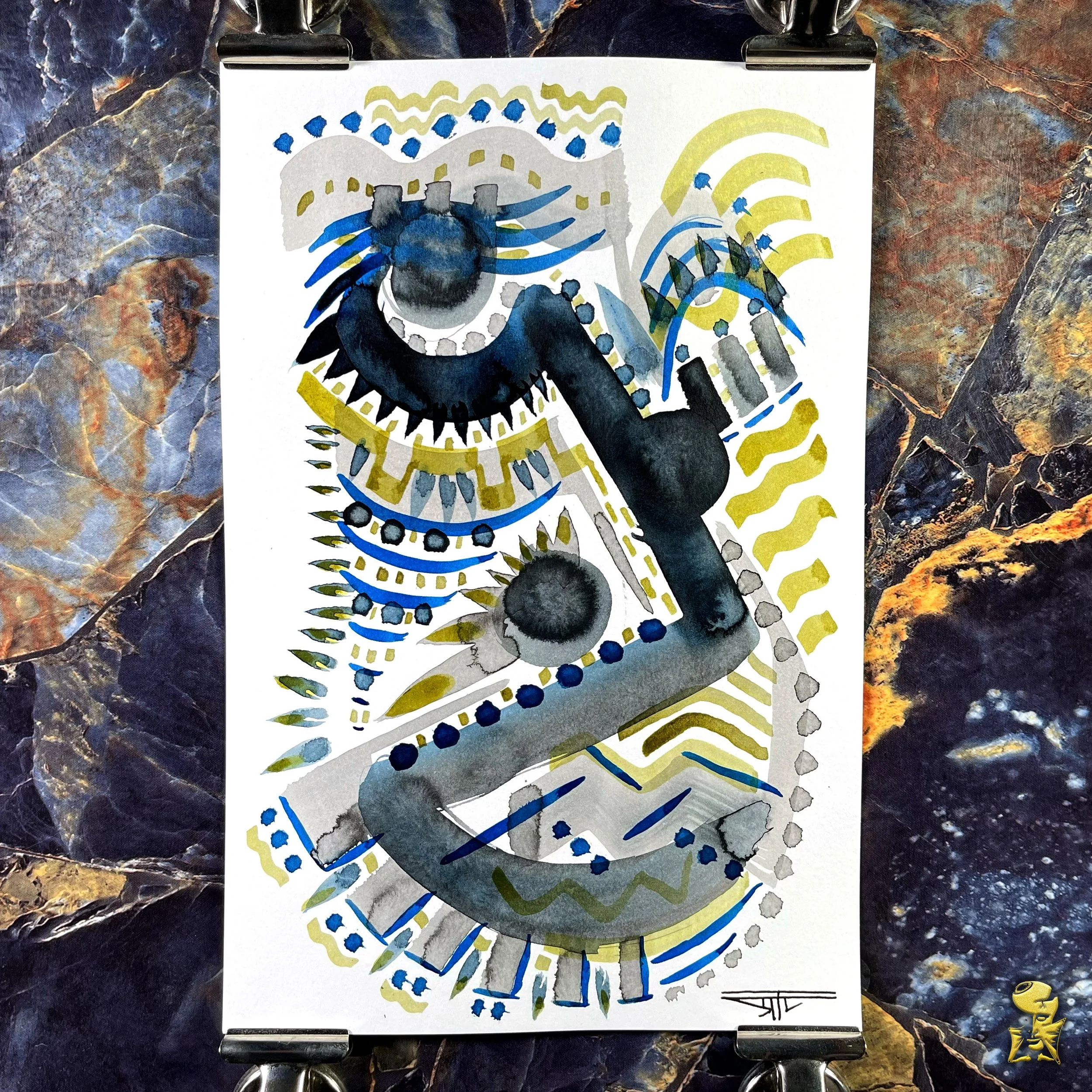 #2186 The Many Faces: Abstract Ink Painting by Ray Taylor