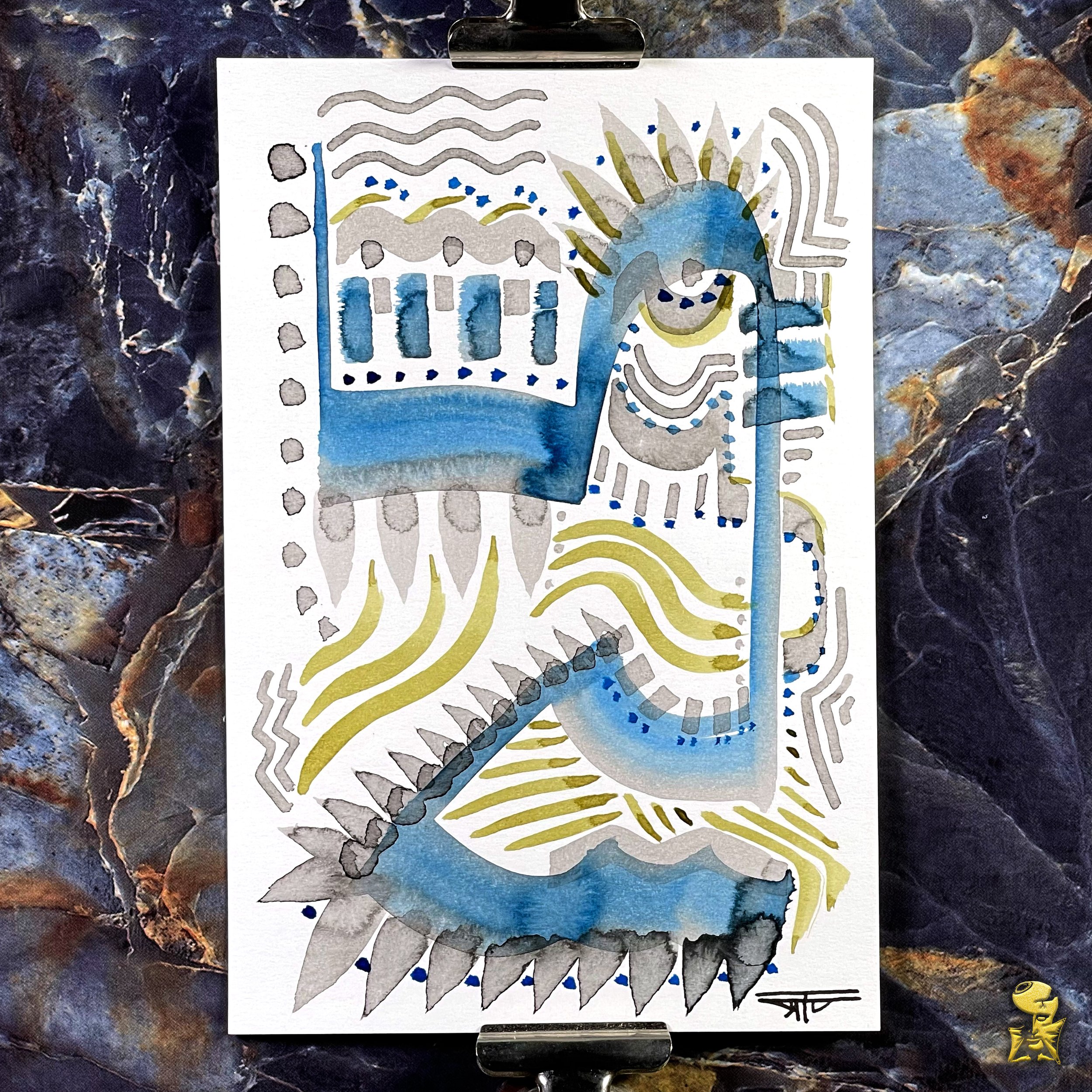 #2192 The Many Faces: Abstract Ink Painting by Ray Taylor