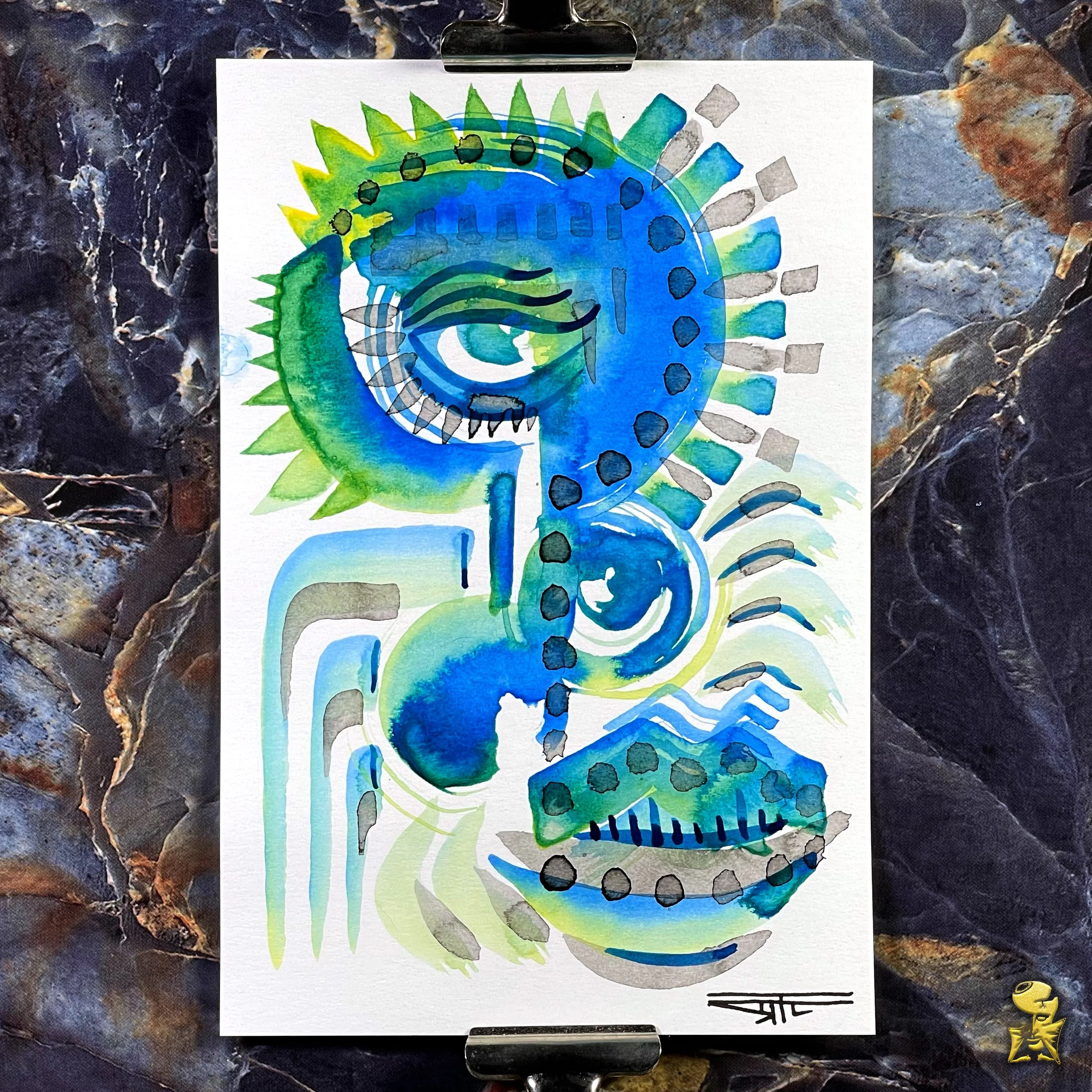 #2194 The Many Faces: Abstract Ink Painting by Ray Taylor