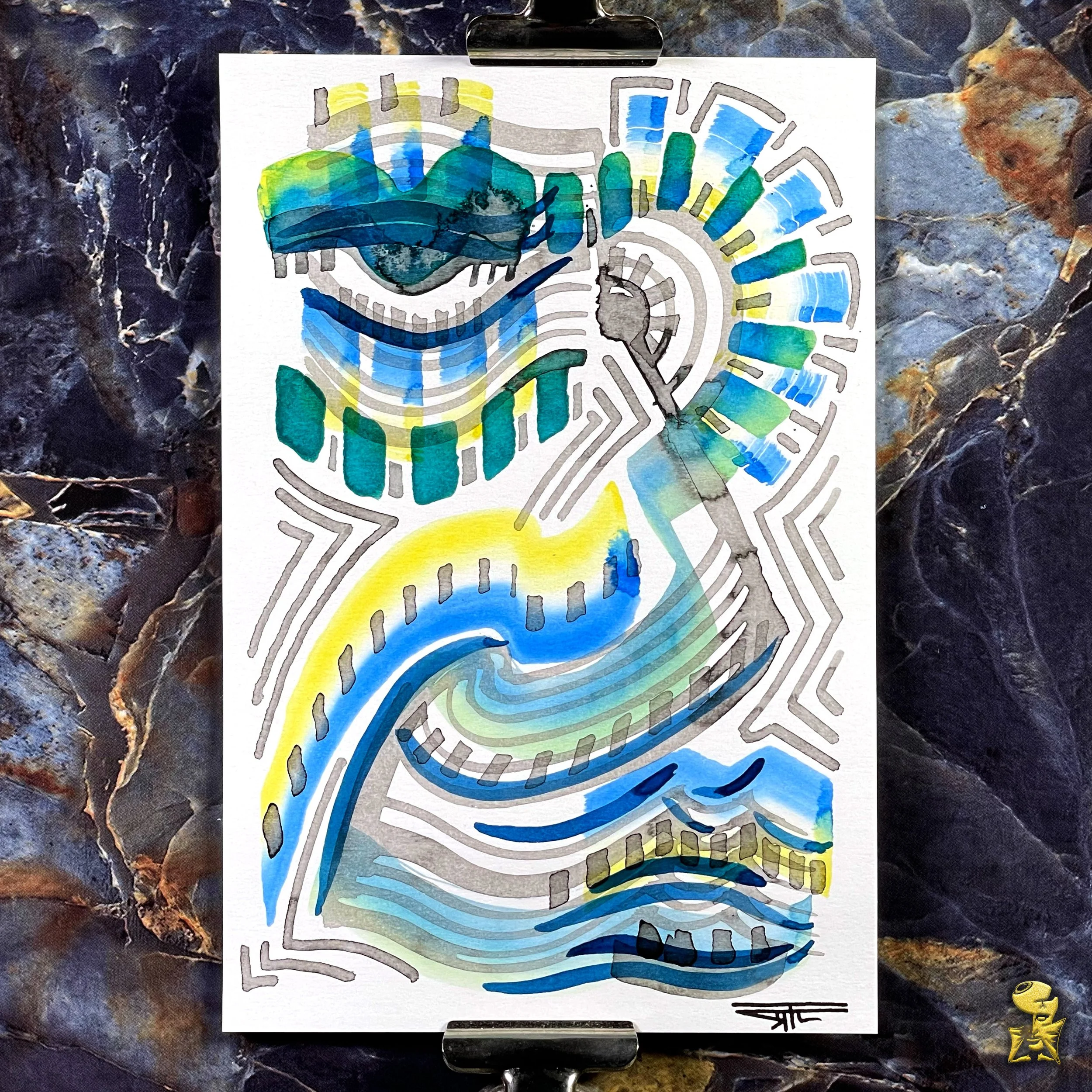 #2195 The Many Faces: Abstract Ink Painting by Ray Taylor