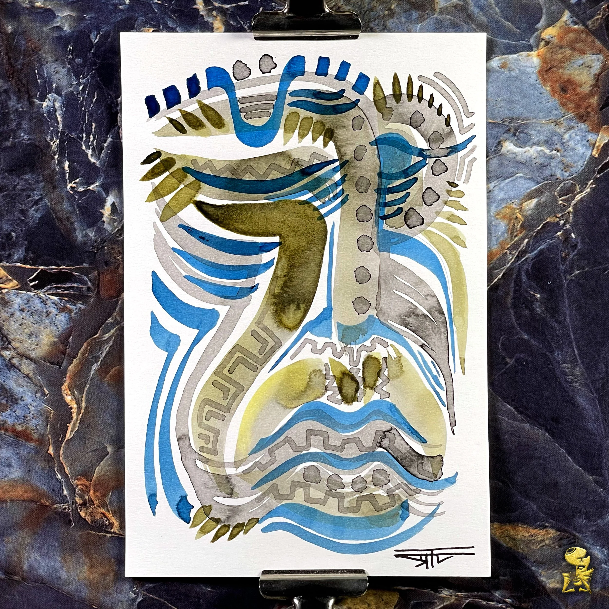 #2196 The Many Faces: Abstract Ink Painting by Ray Taylor