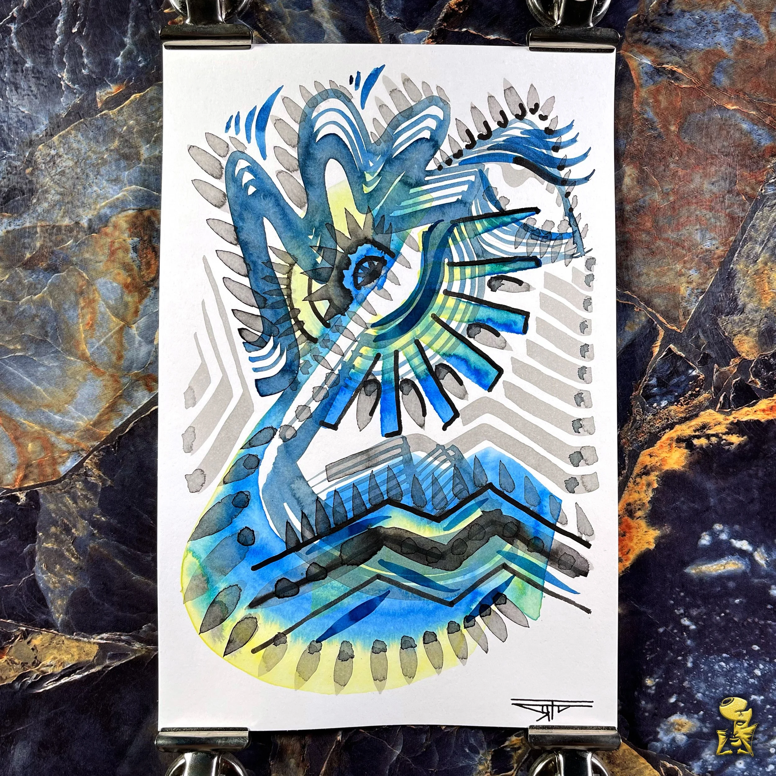 #2199 The Many Faces: Abstract Ink Painting by Ray Taylor