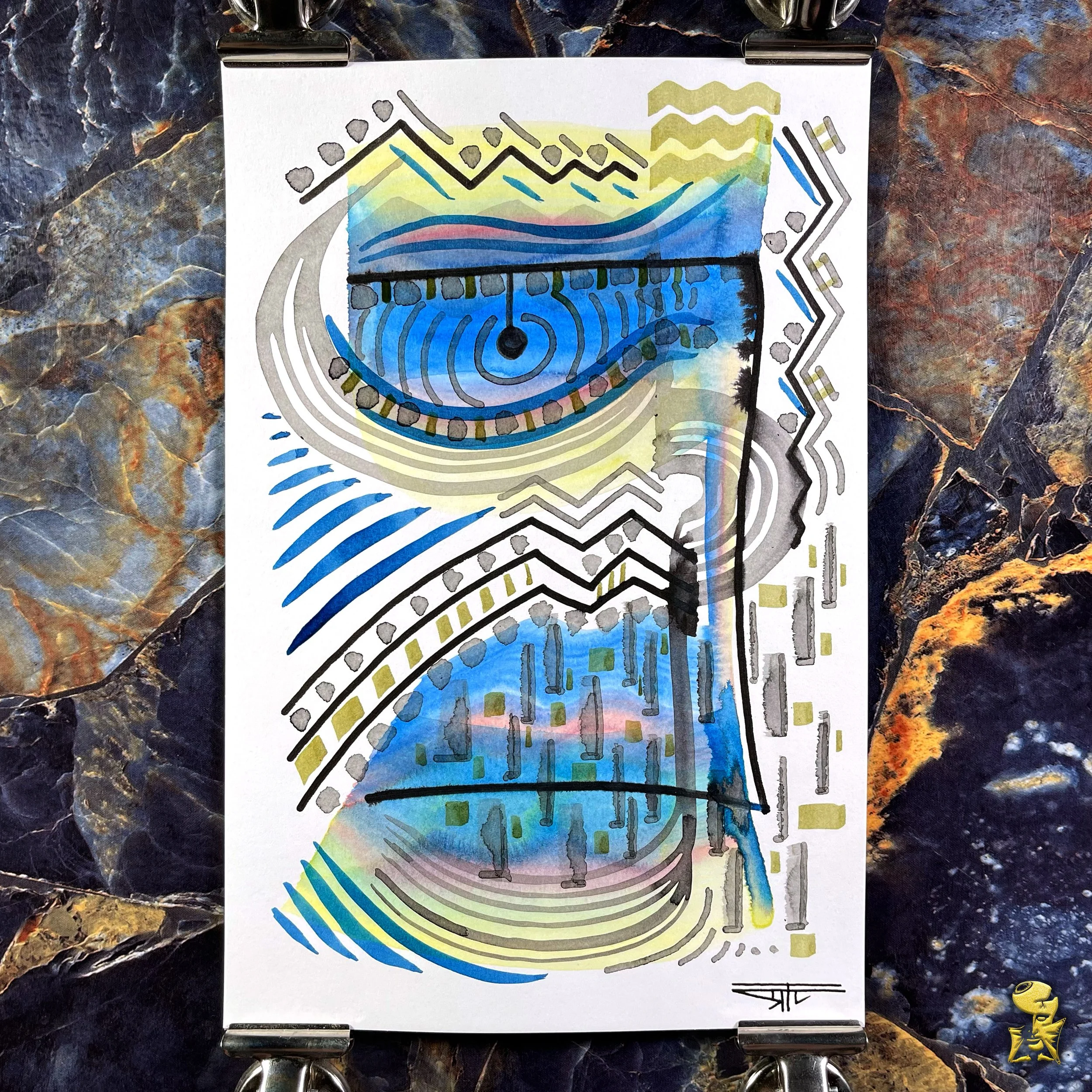 #2213 The Many Faces: Abstract Ink Painting by Ray Taylor