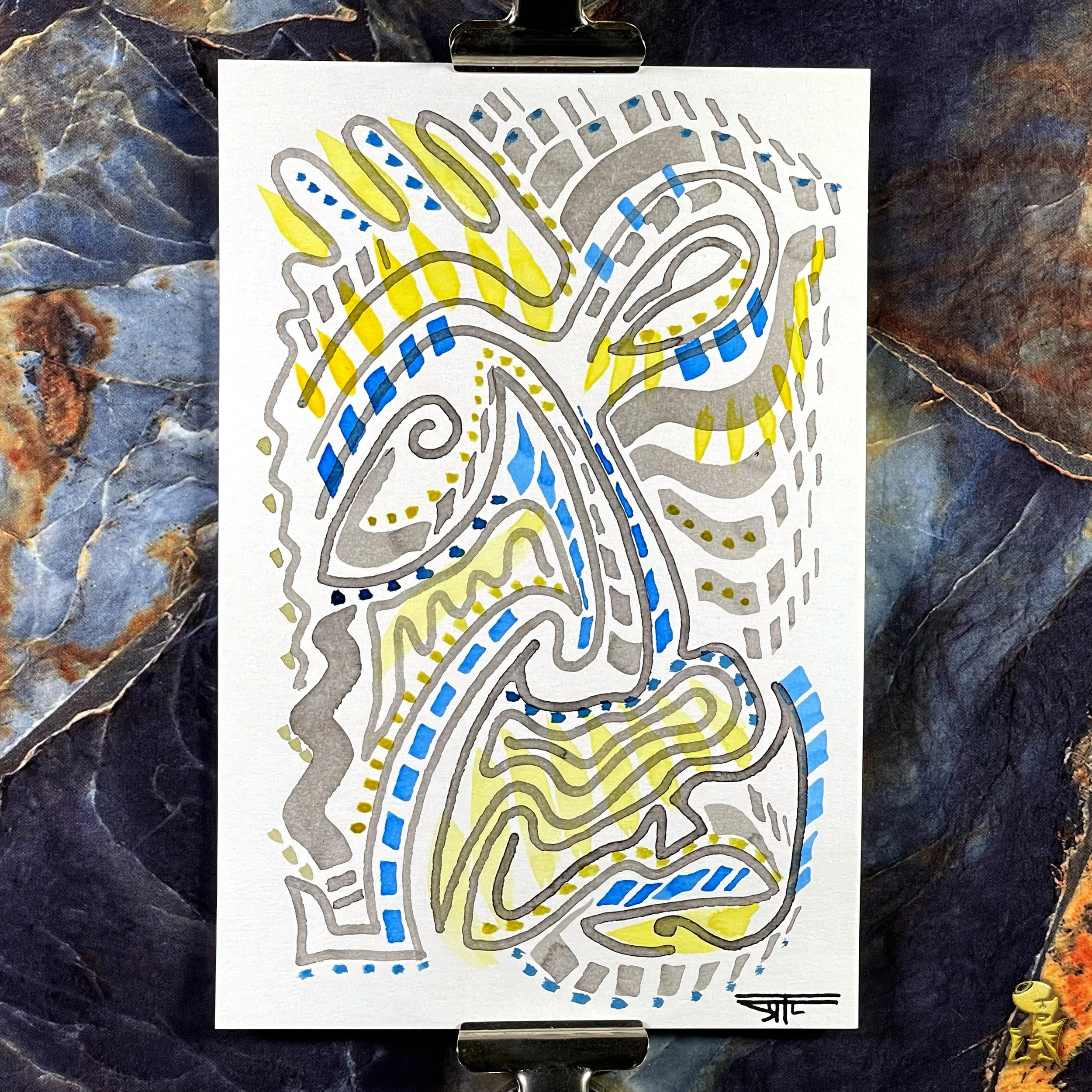 #2221 The Many Faces: Abstract Ink Painting by Ray Taylor