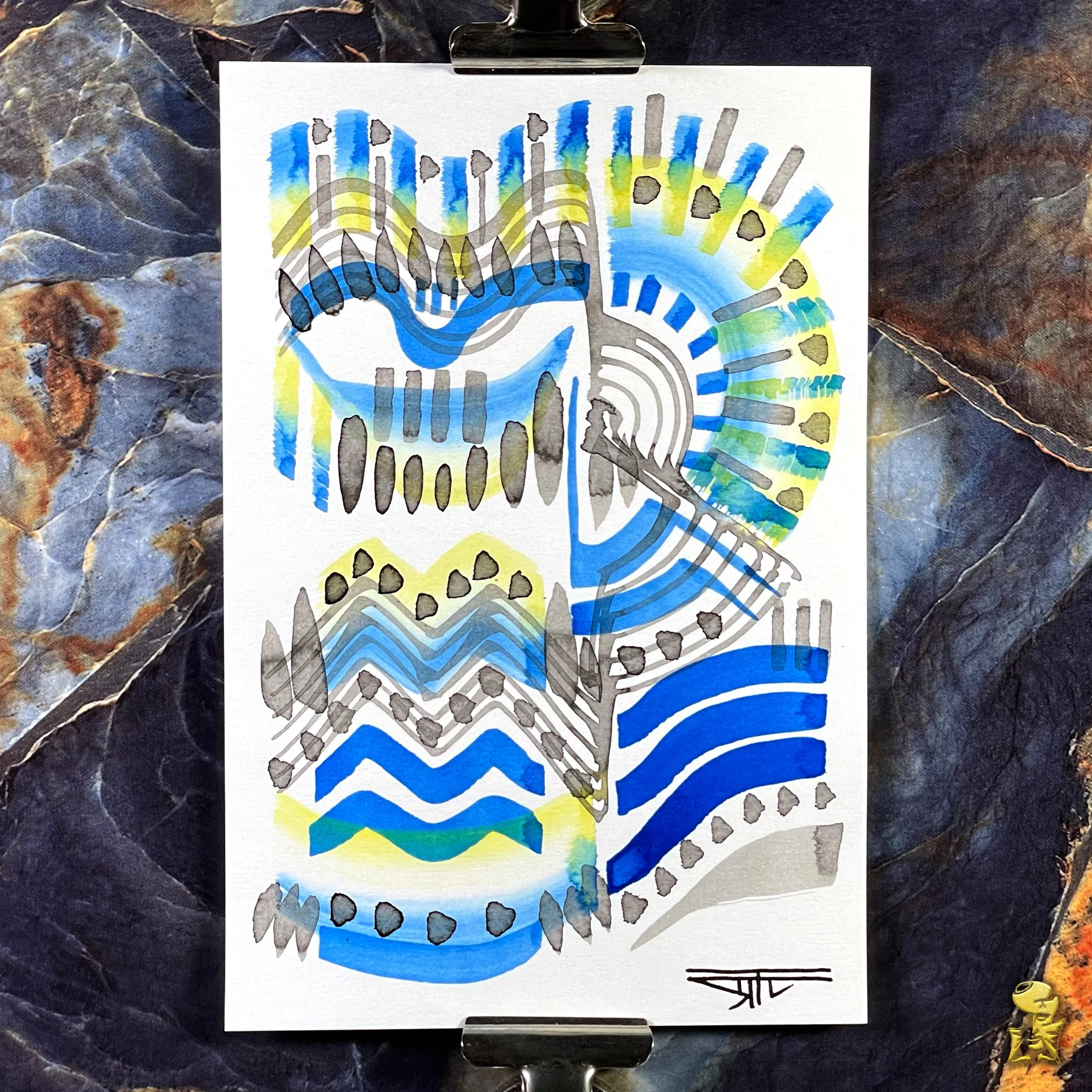 #2223 The Many Faces: Abstract Ink Painting by Ray Taylor