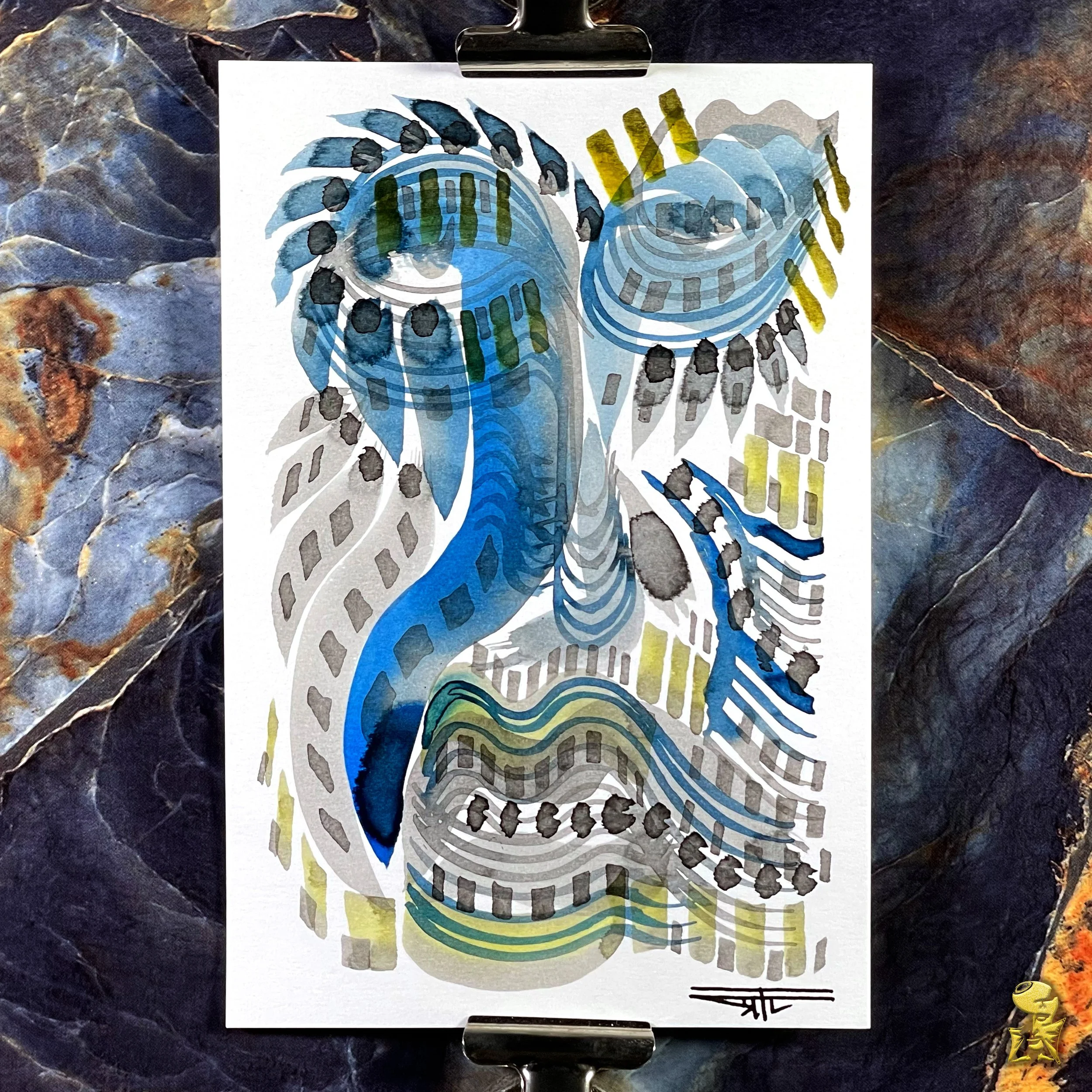 #2224 The Many Faces: Abstract Ink Painting by Ray Taylor