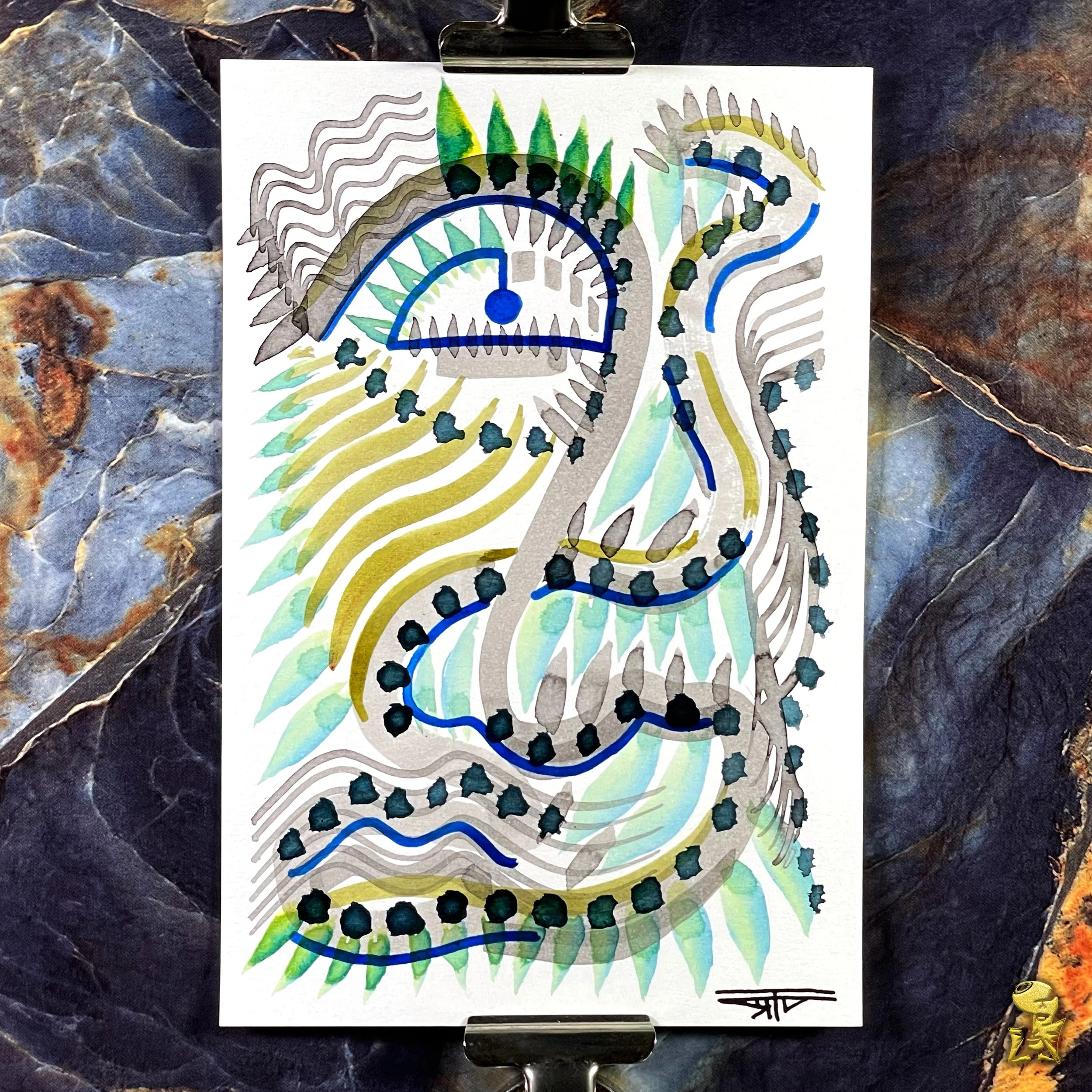 #2226 The Many Faces: Abstract Ink Painting by Ray Taylor