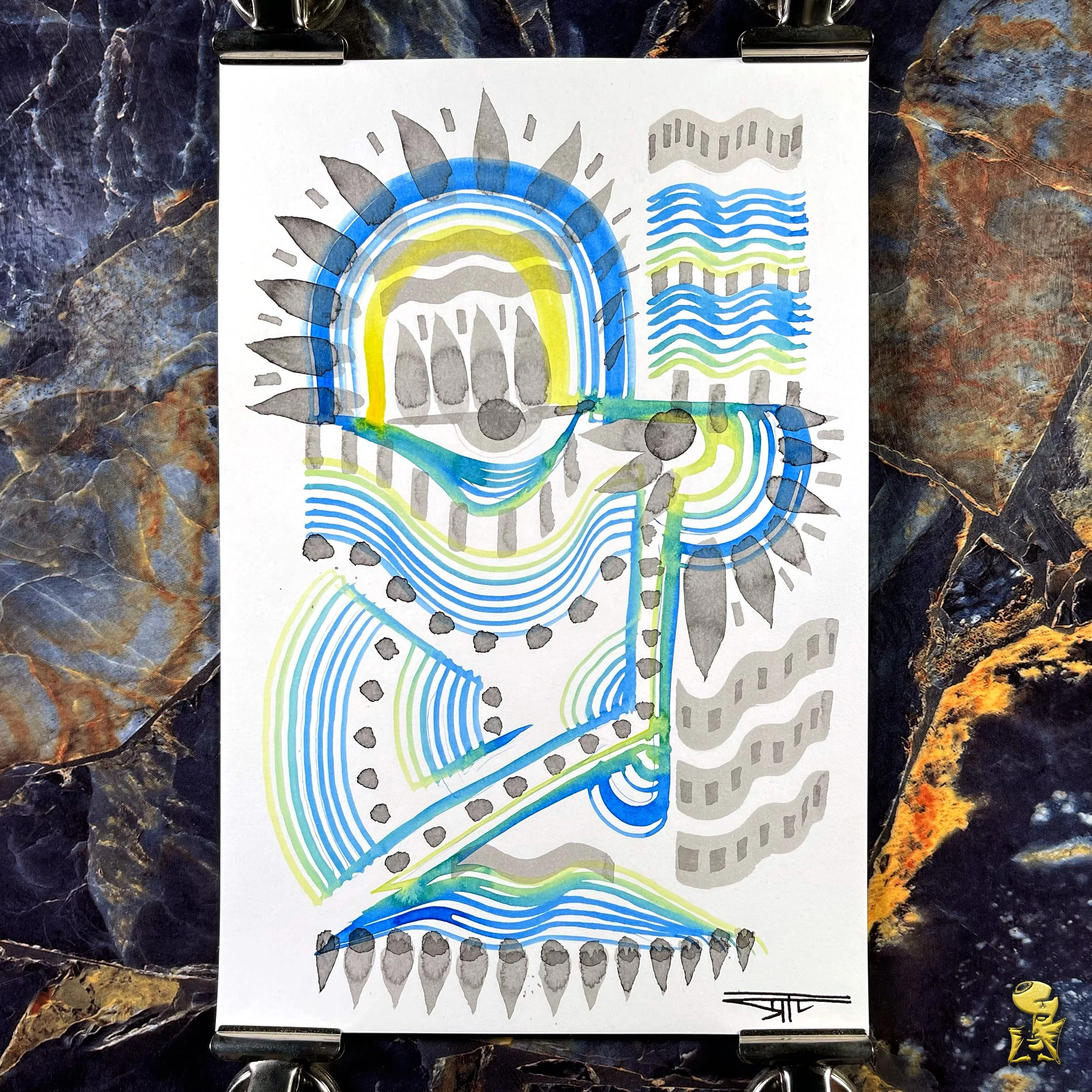 #2227 The Many Faces: Abstract Ink Painting by Ray Taylor