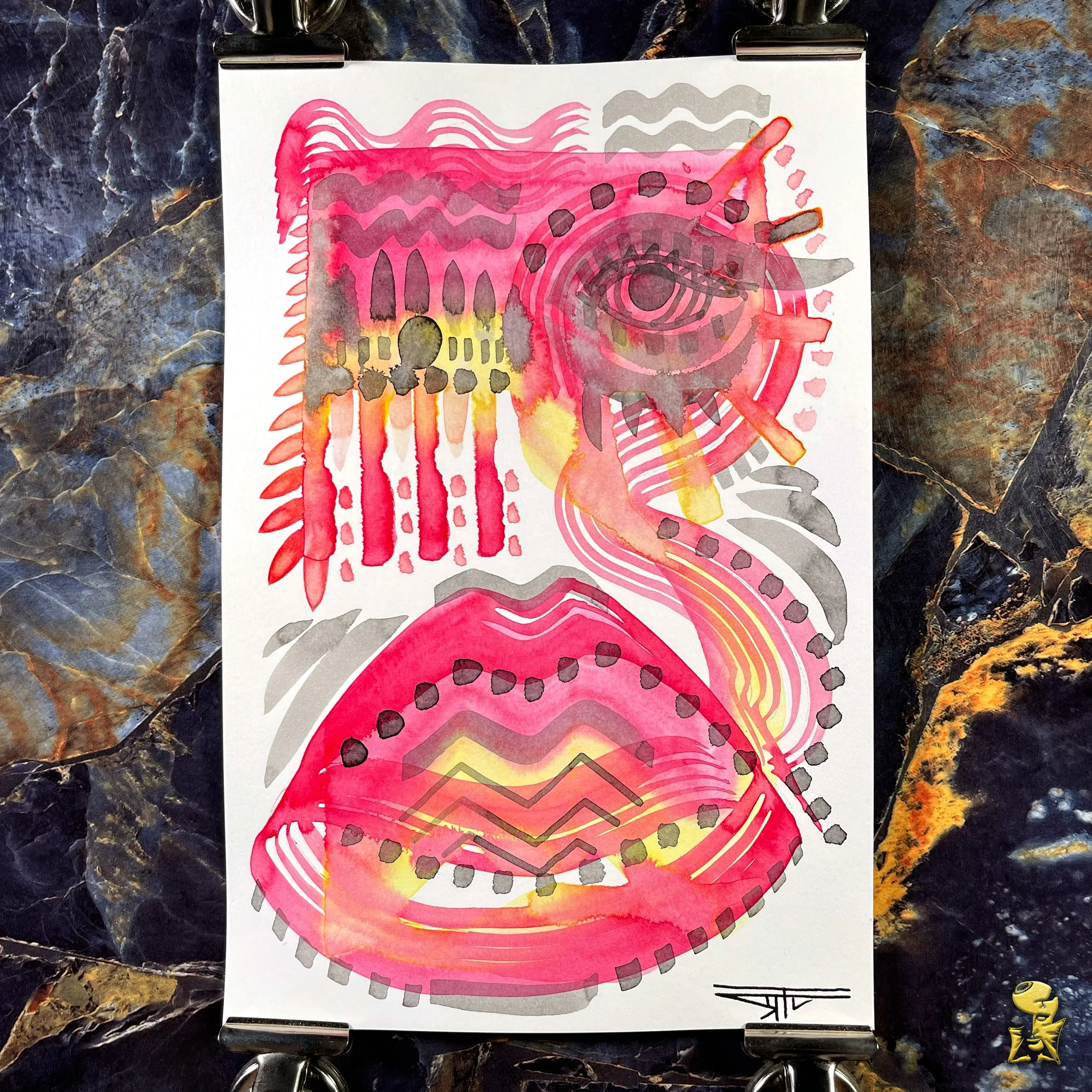 #2229 The Many Faces: Abstract Ink Painting by Ray Taylor