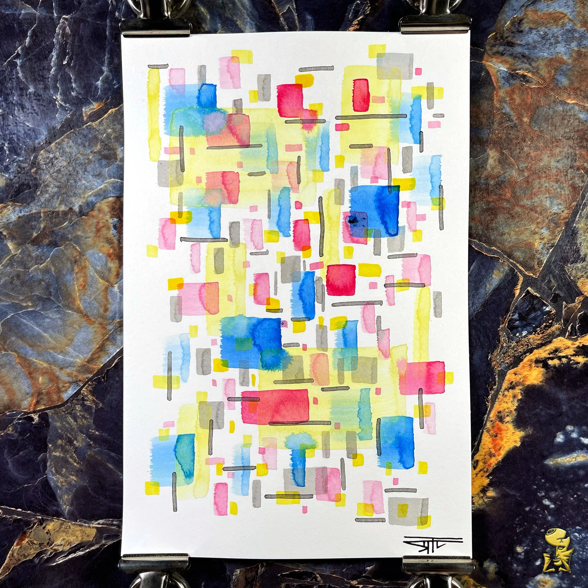 #2233 The Many Faces: Abstract Ink Painting by Ray Taylor