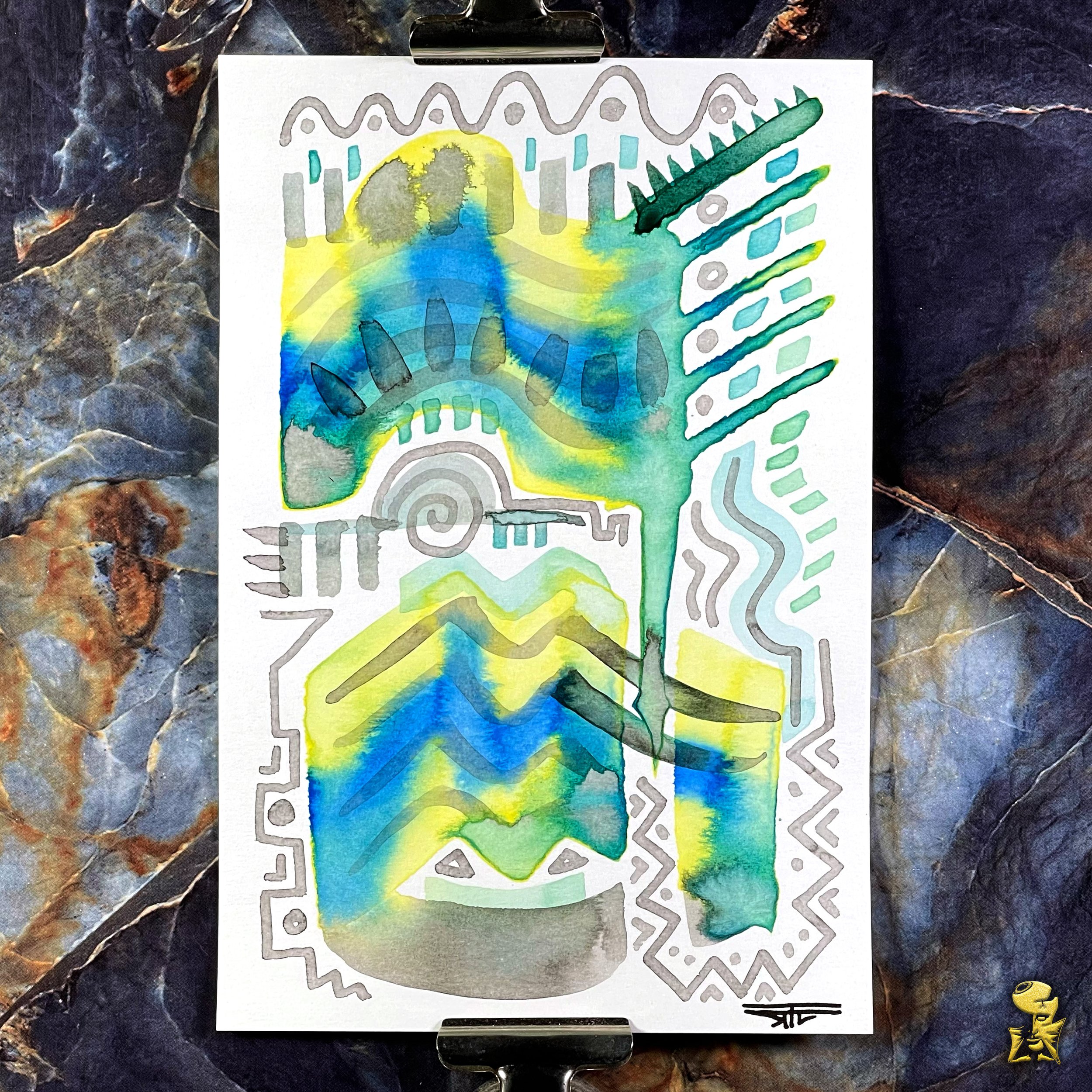 #2234 The Many Faces: Abstract Ink Painting by Ray Taylor