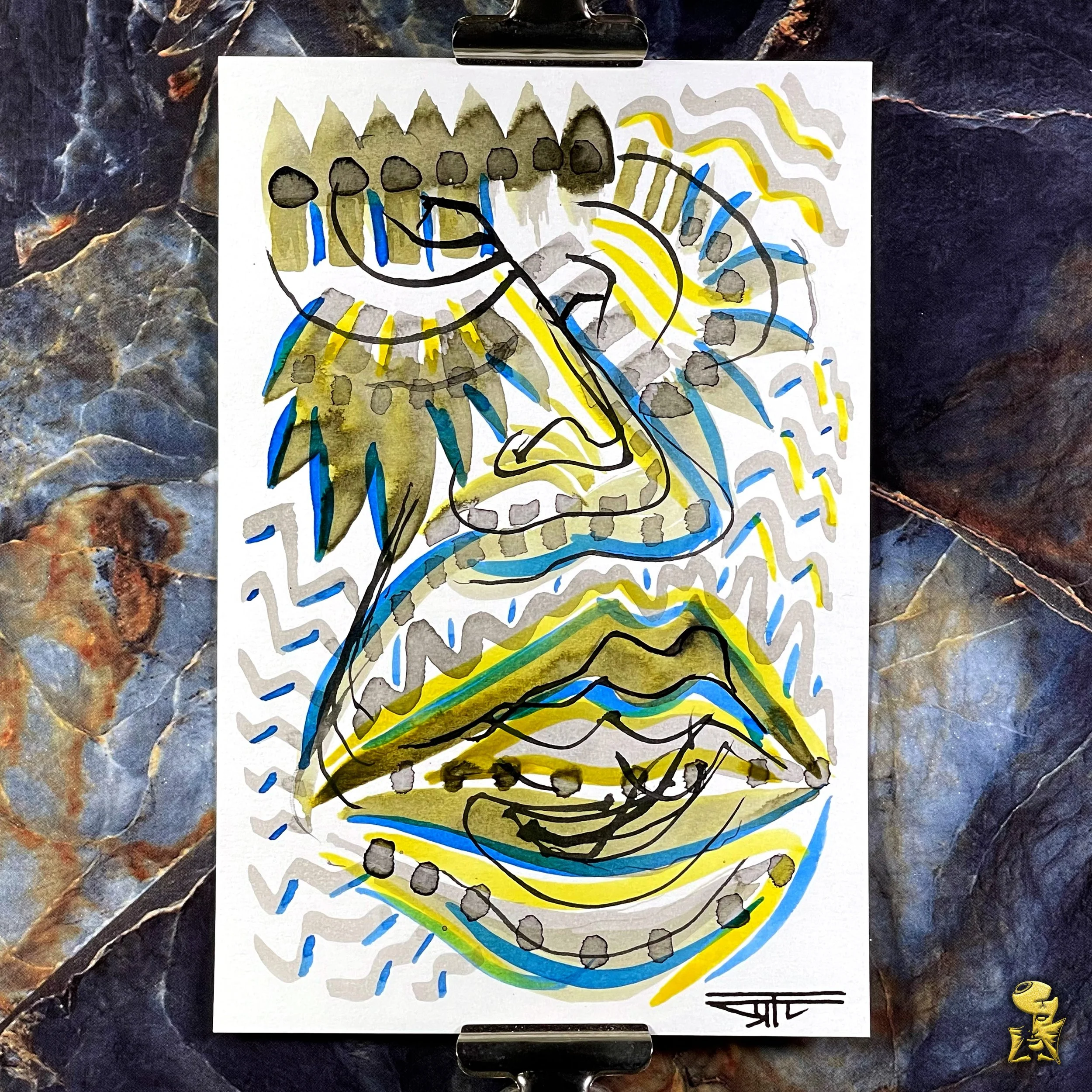 #2236 The Many Faces: Abstract Ink Painting by Ray Taylor