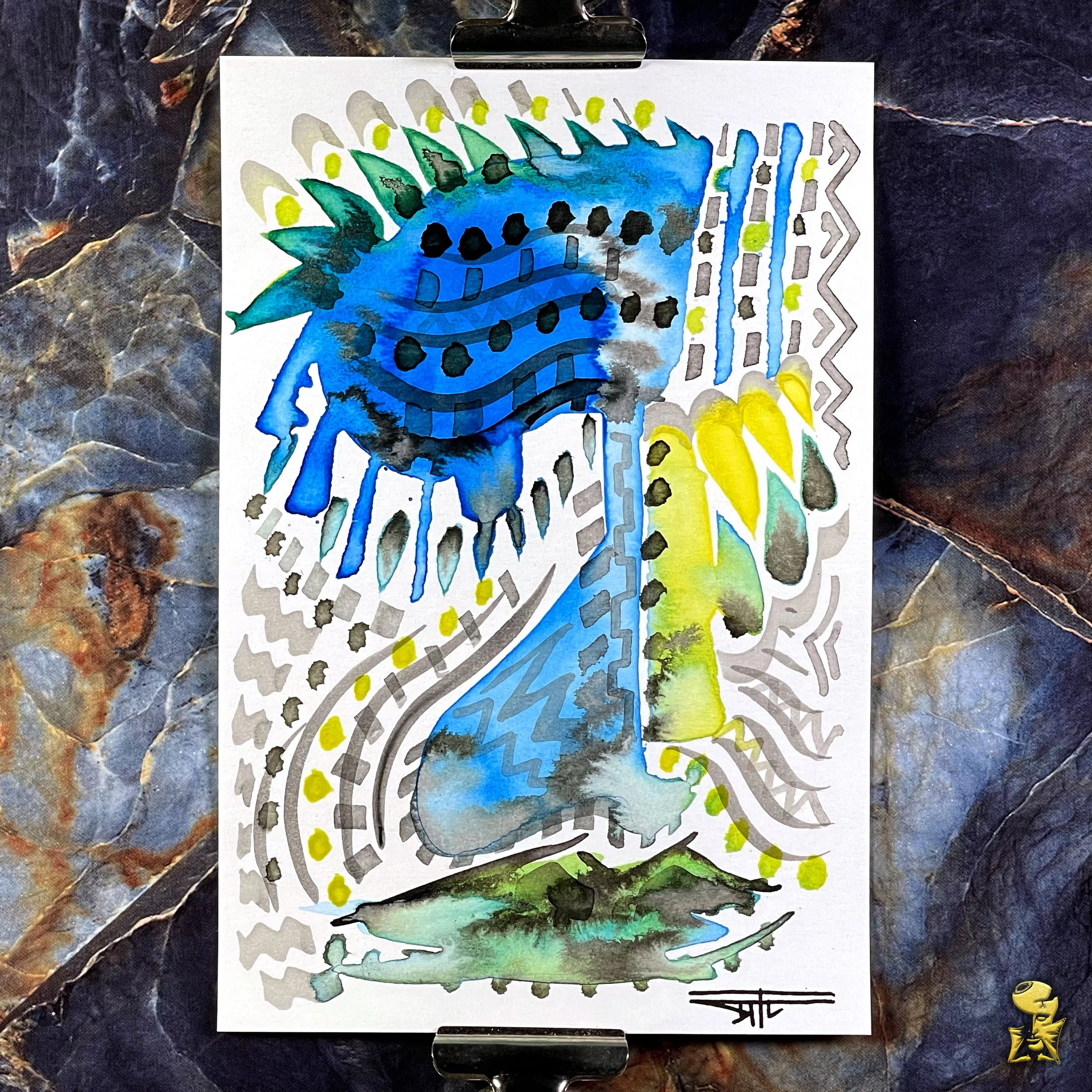 #2239 The Many Faces: Abstract Ink Painting by Ray Taylor