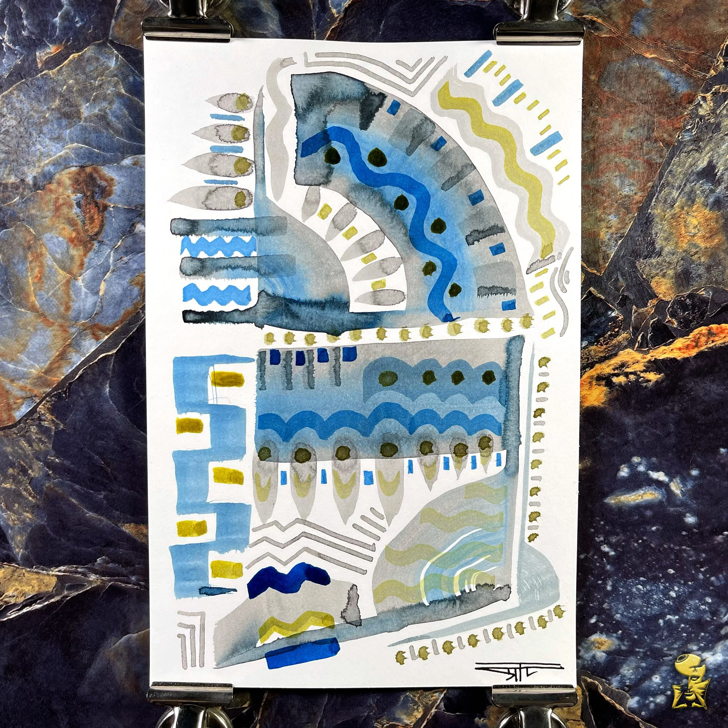 #2241 The Many Faces: Abstract Ink Painting by Ray Taylor