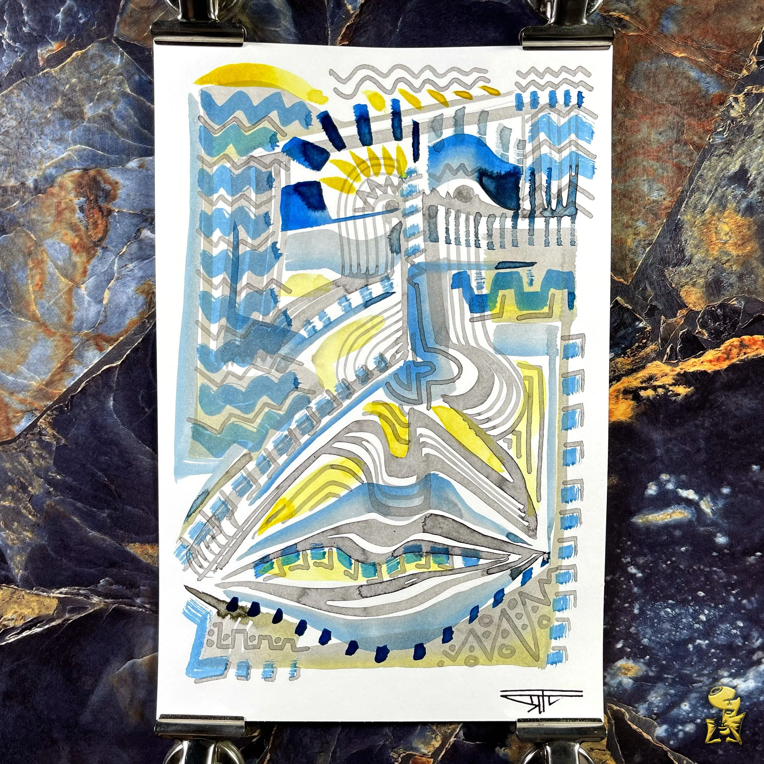 #2247 The Many Faces: Abstract Ink Painting by Ray Taylor