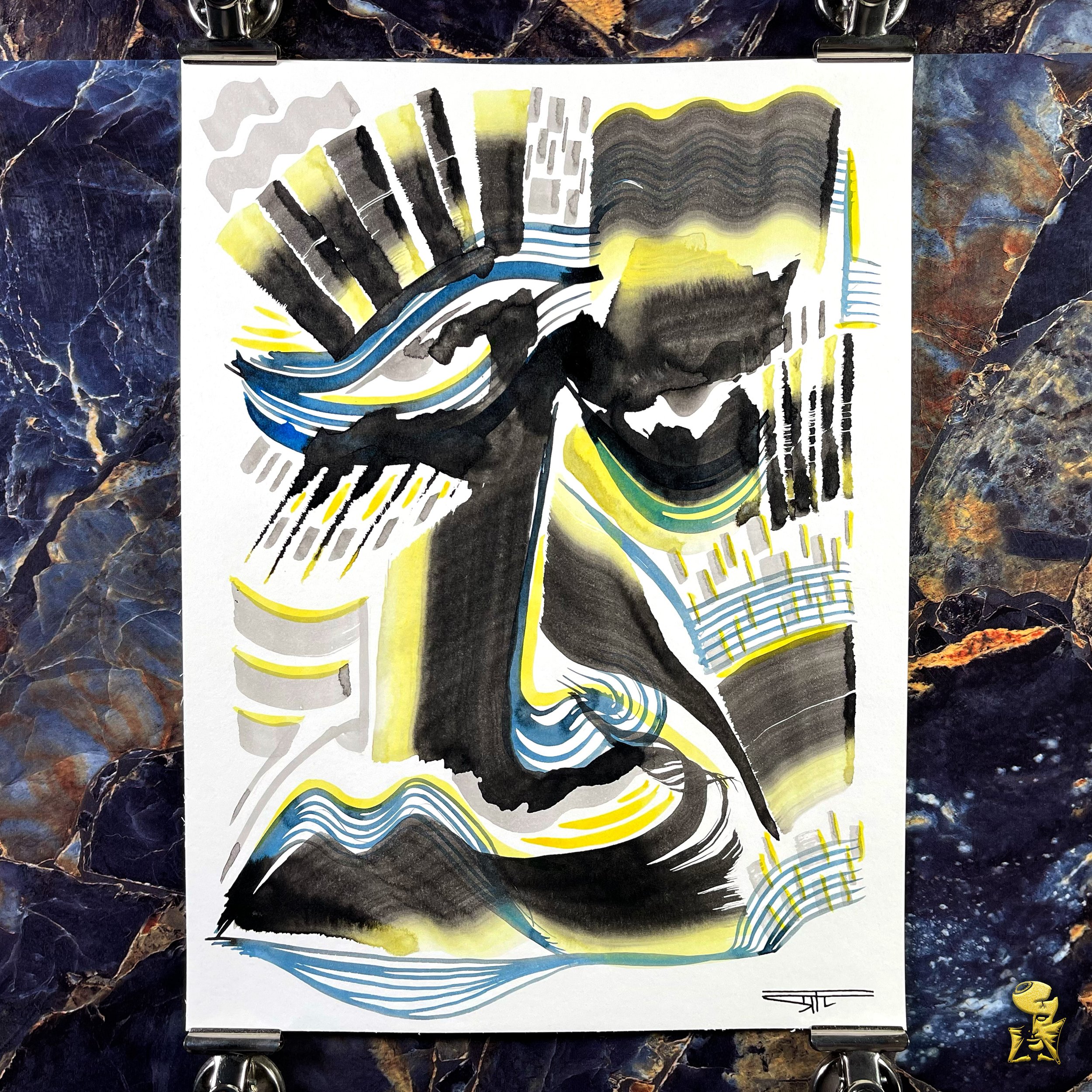#2248 The Many Faces: Abstract Ink Painting by Ray Taylor