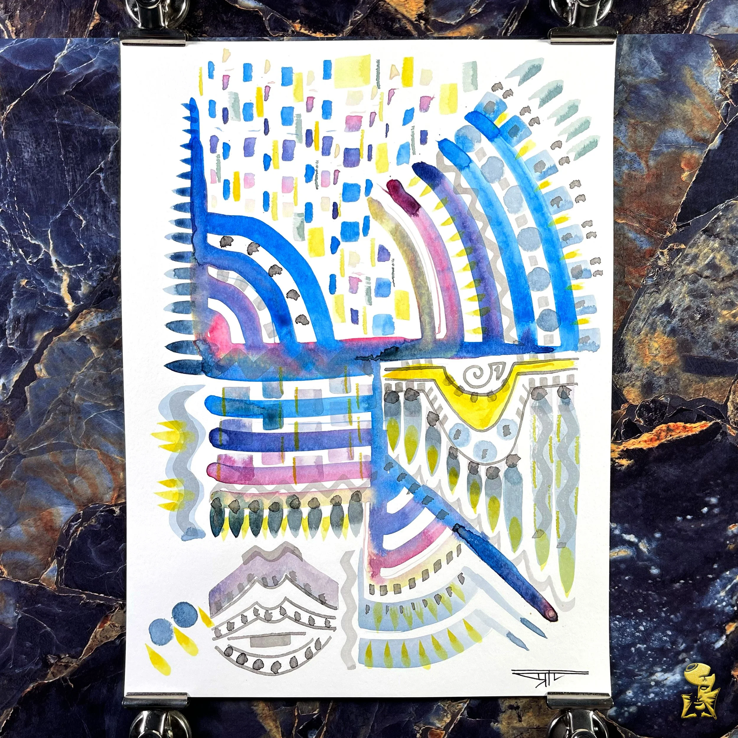 #2249 The Many Faces: Abstract Ink Painting by Ray Taylor