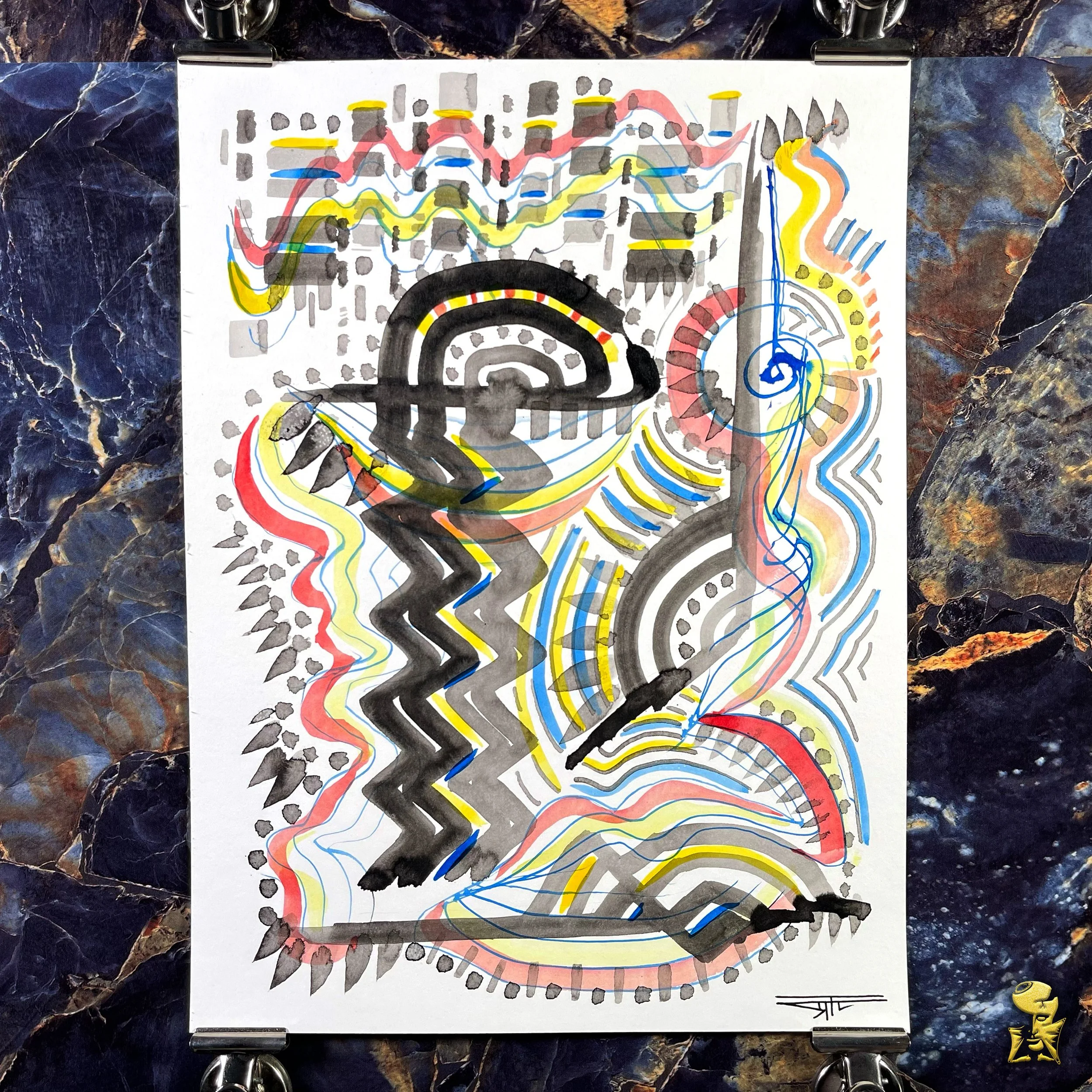 #2251 The Many Faces: Abstract Ink Painting by Ray Taylor