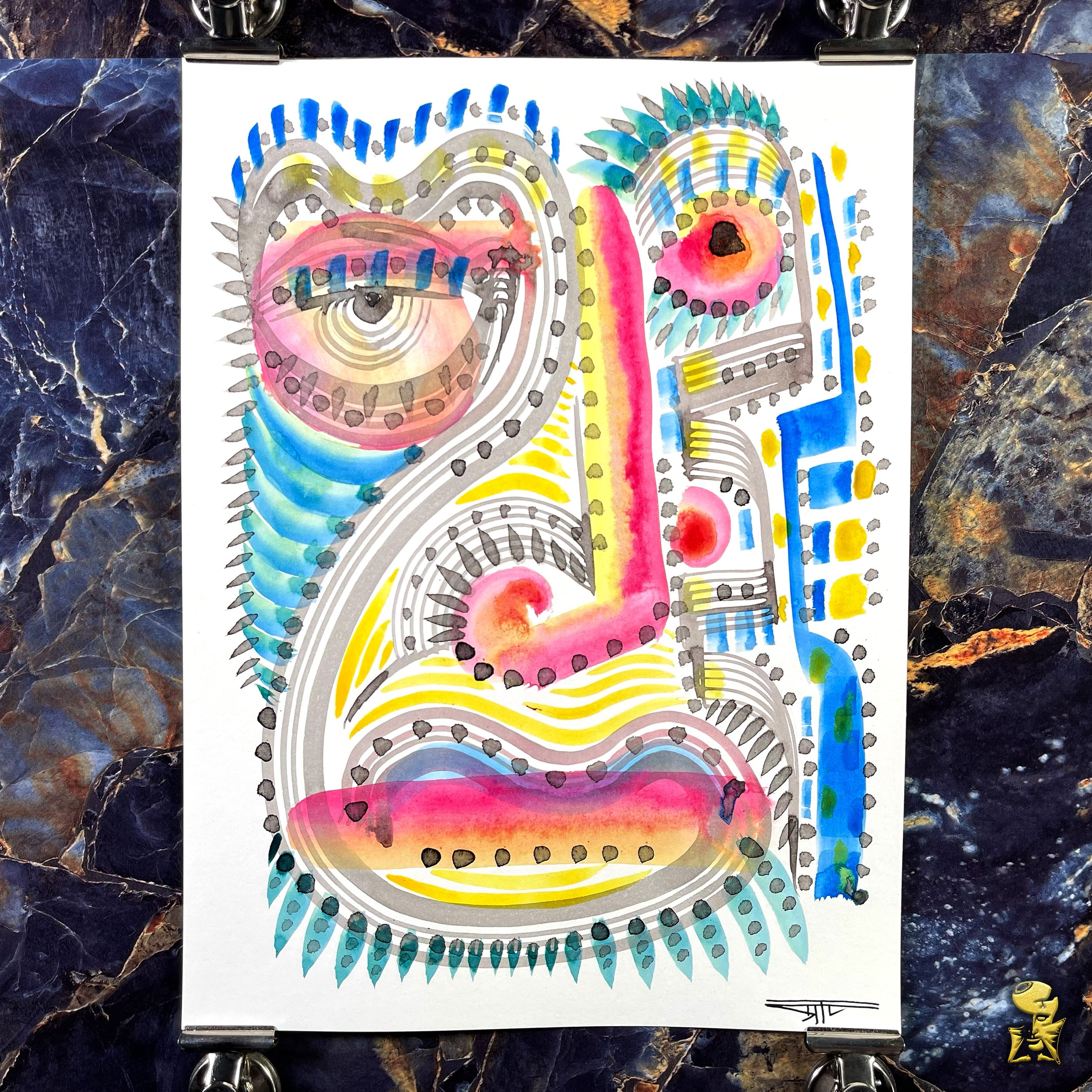 #2253 The Many Faces: Abstract Ink Painting by Ray Taylor