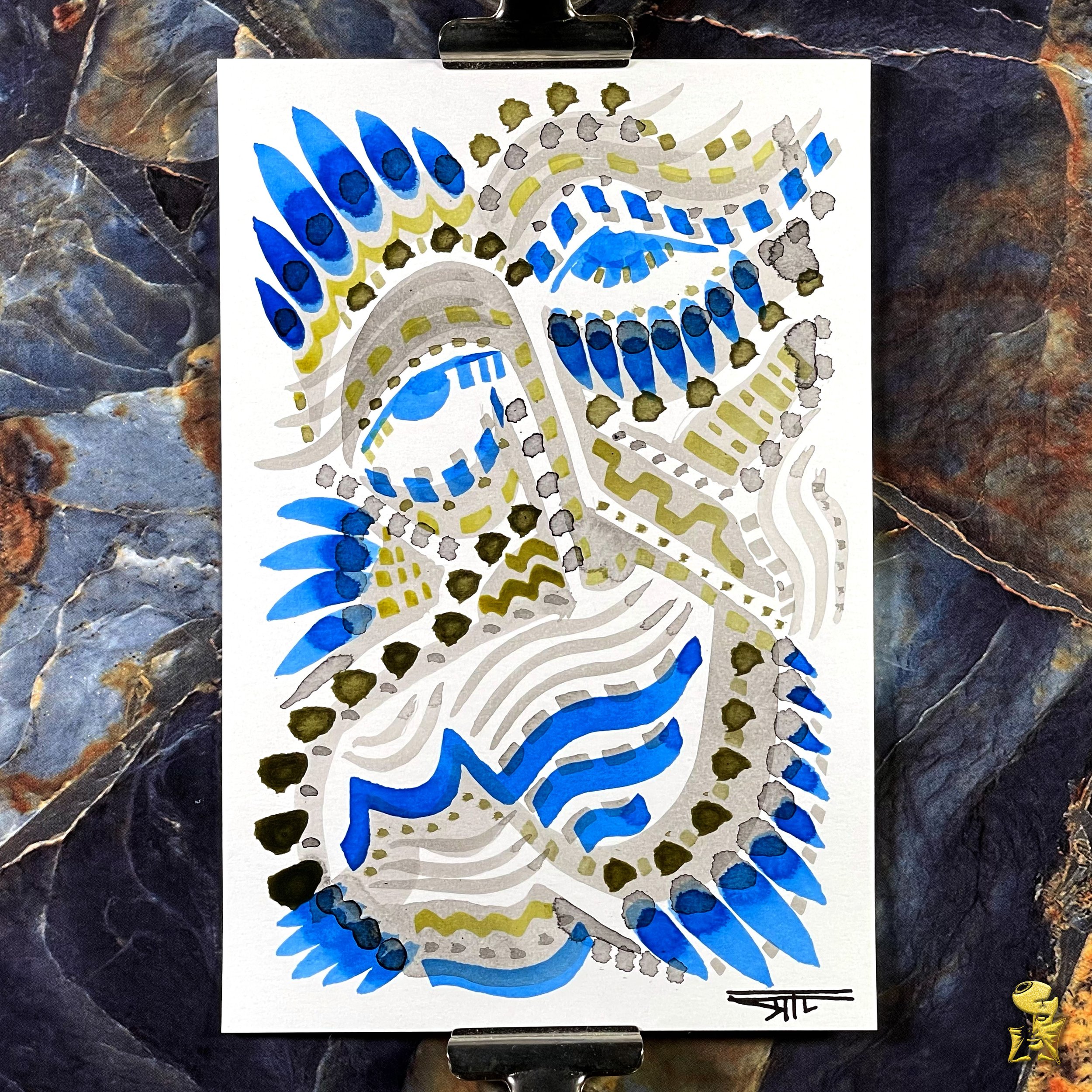#2256 The Many Faces: Abstract Ink Painting by Ray Taylor