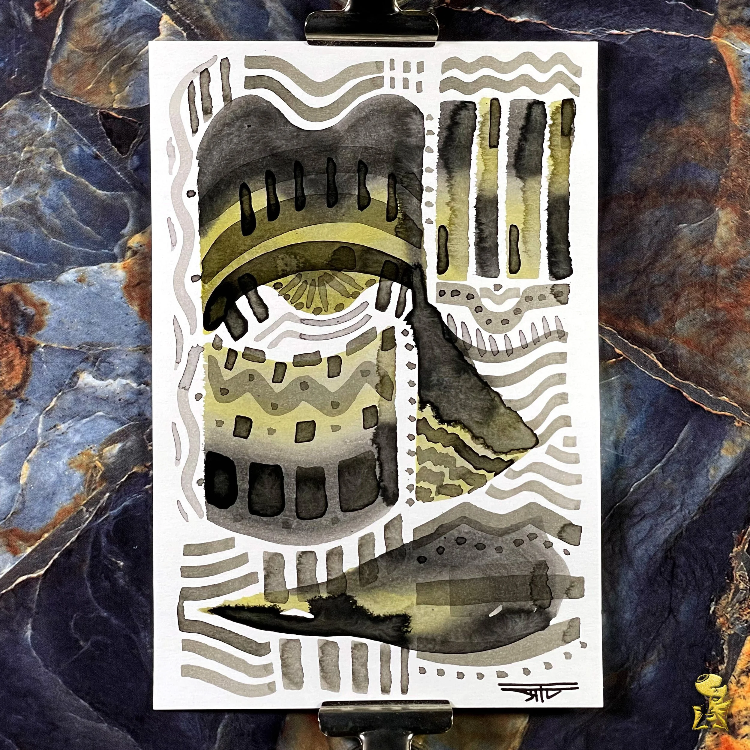 #2257 The Many Faces: Abstract Ink Painting by Ray Taylor