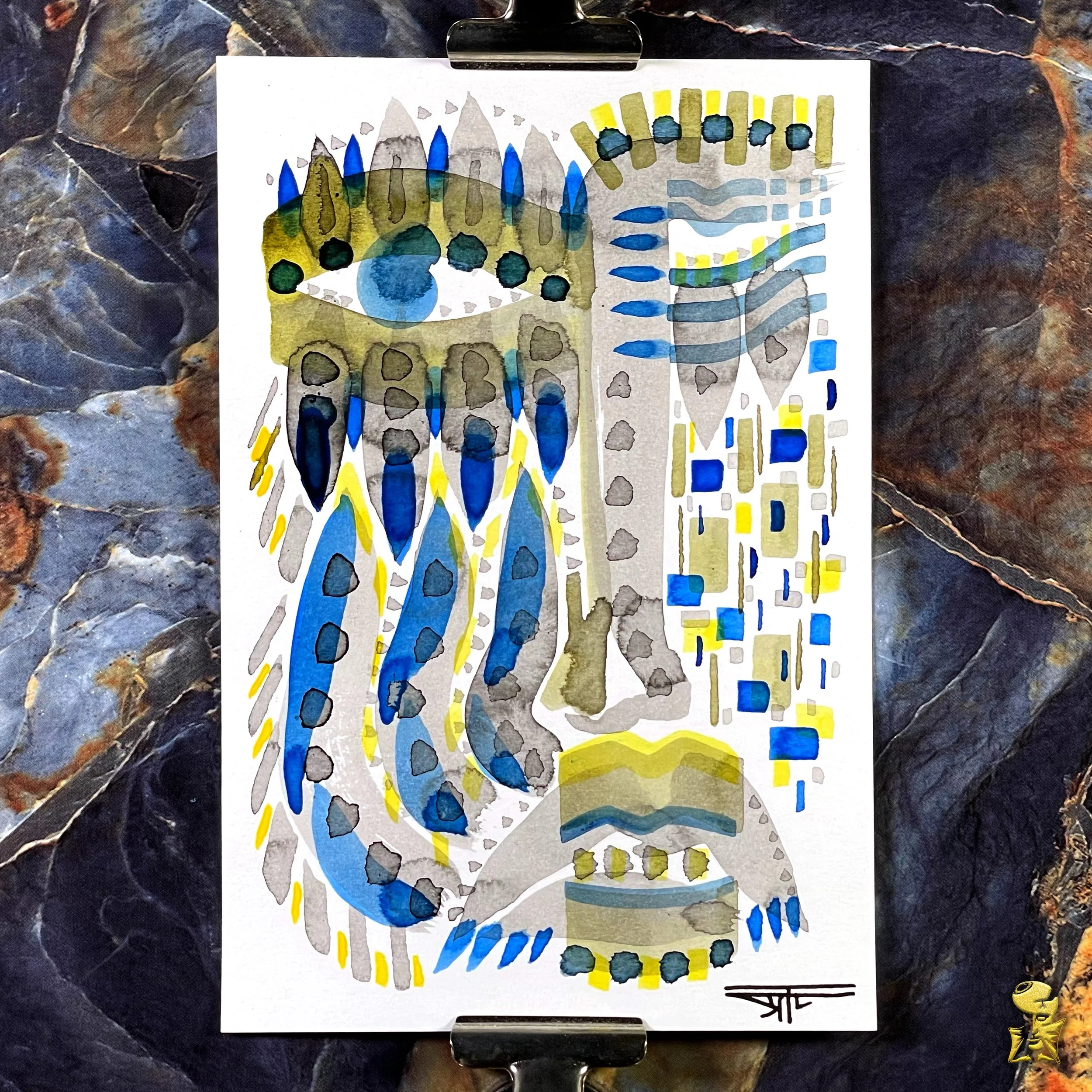 #2260 The Many Faces: Abstract Ink Painting by Ray Taylor