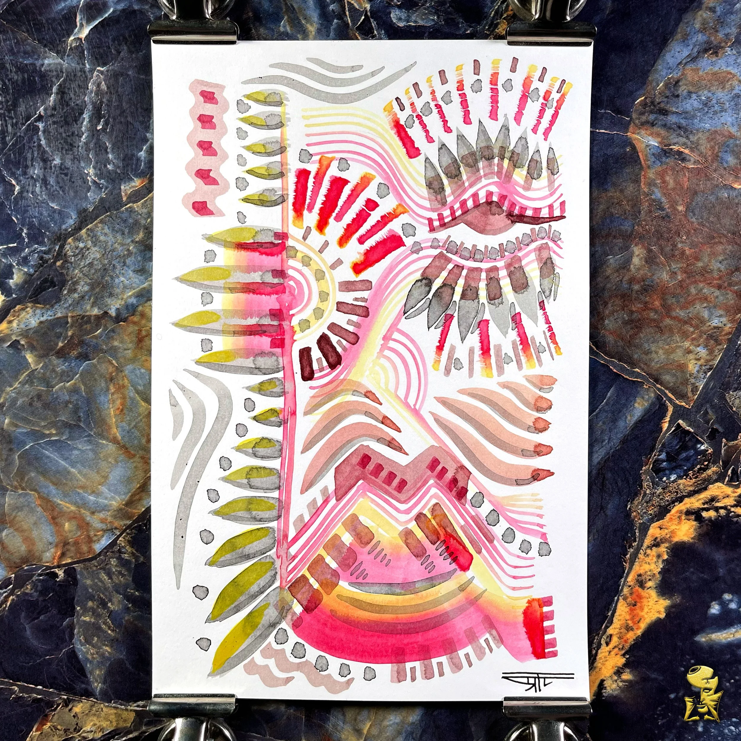 #2262 The Many Faces: Abstract Ink Painting by Ray Taylor