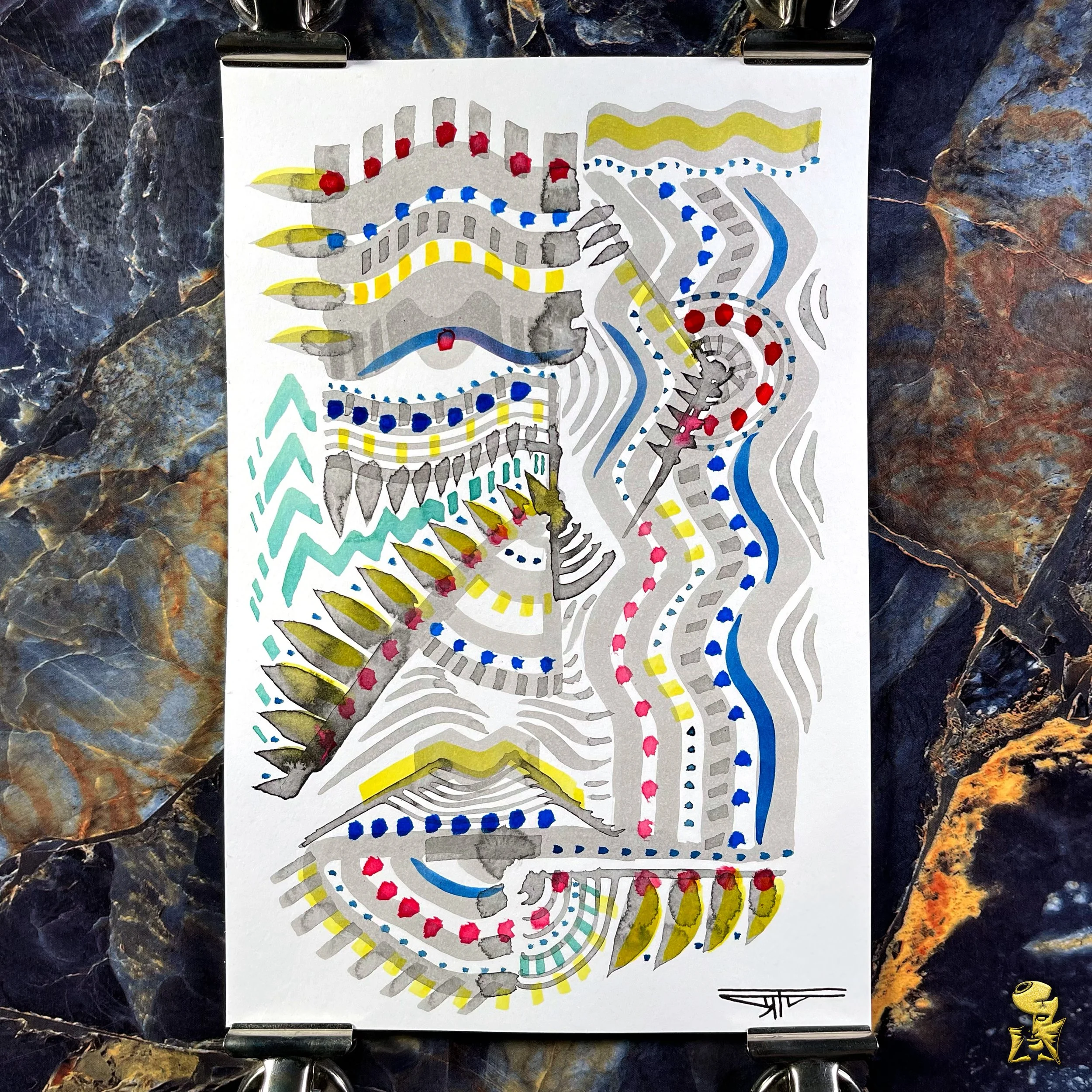 #2263 The Many Faces: Abstract Ink Painting by Ray Taylor