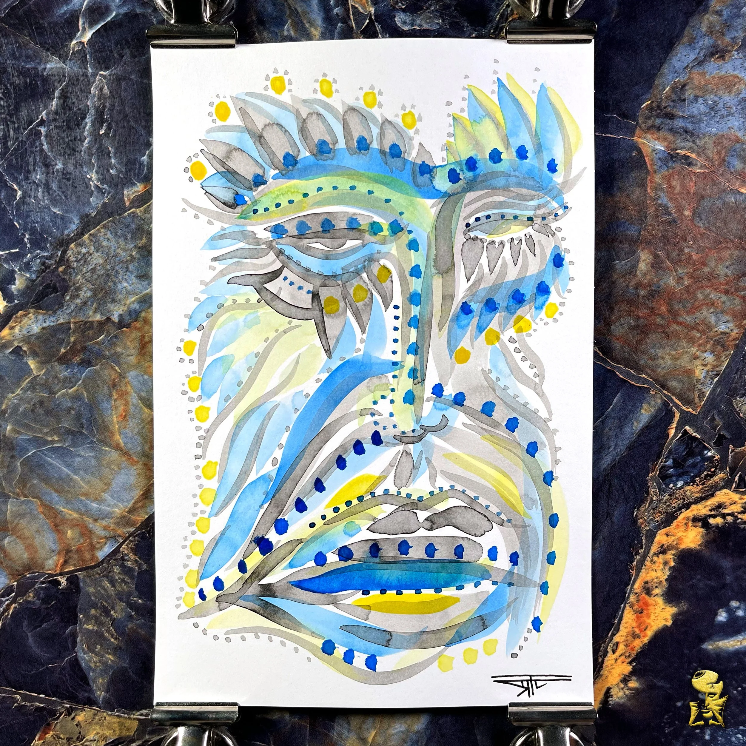 #2268 The Many Faces: Abstract Ink Painting by Ray Taylor