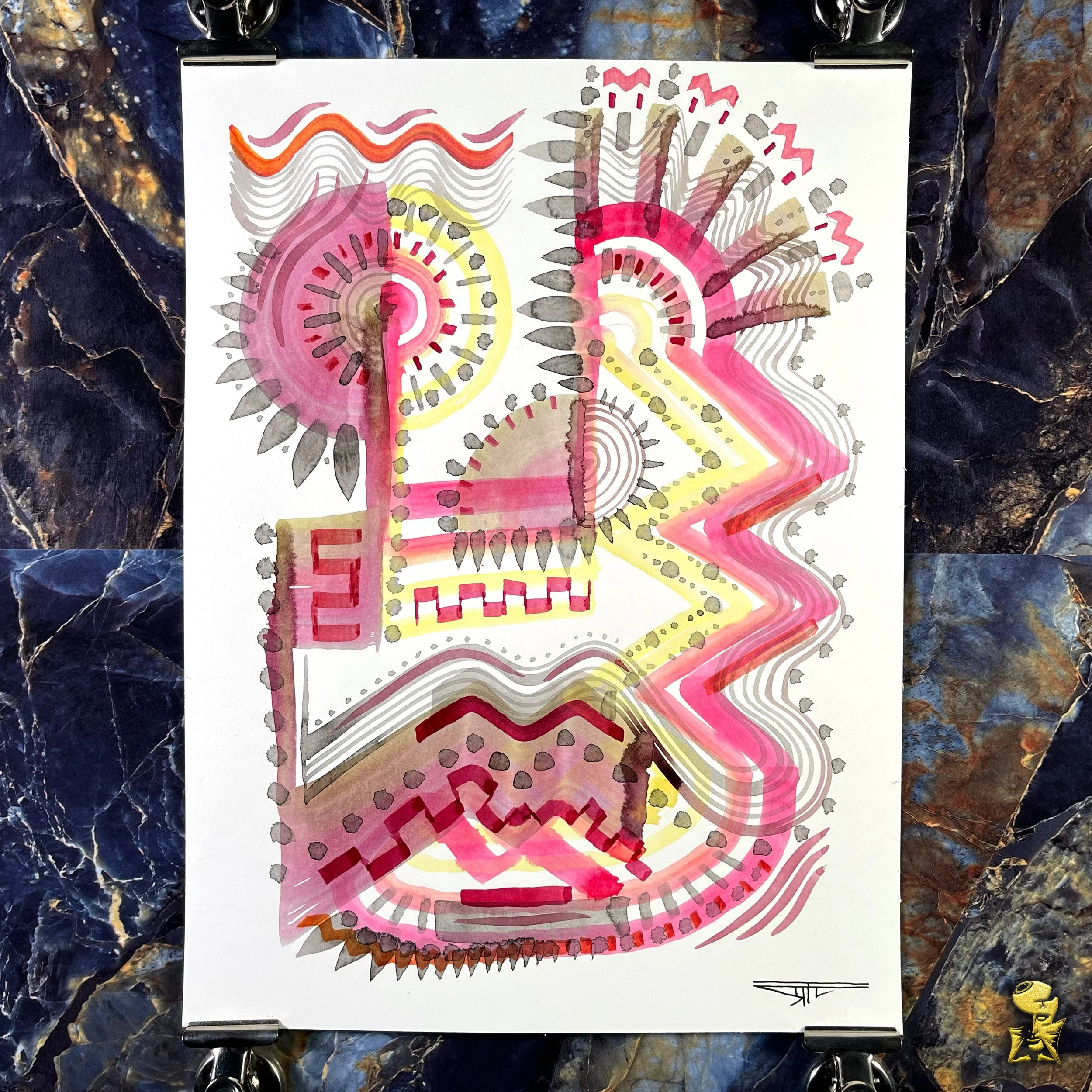#2269 The Many Faces: Abstract Ink Painting by Ray Taylor