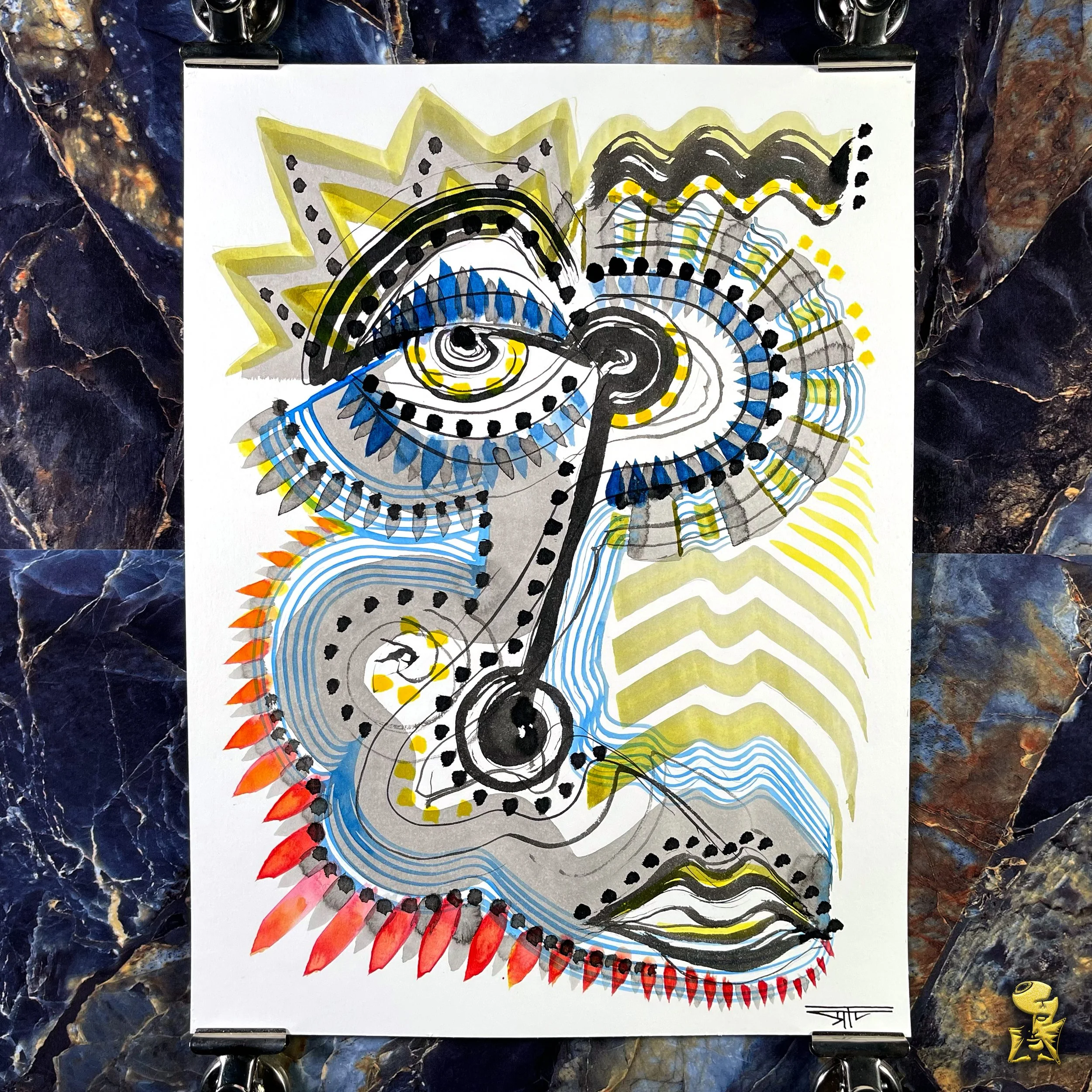 #2273 The Many Faces: Abstract Ink Painting by Ray Taylor