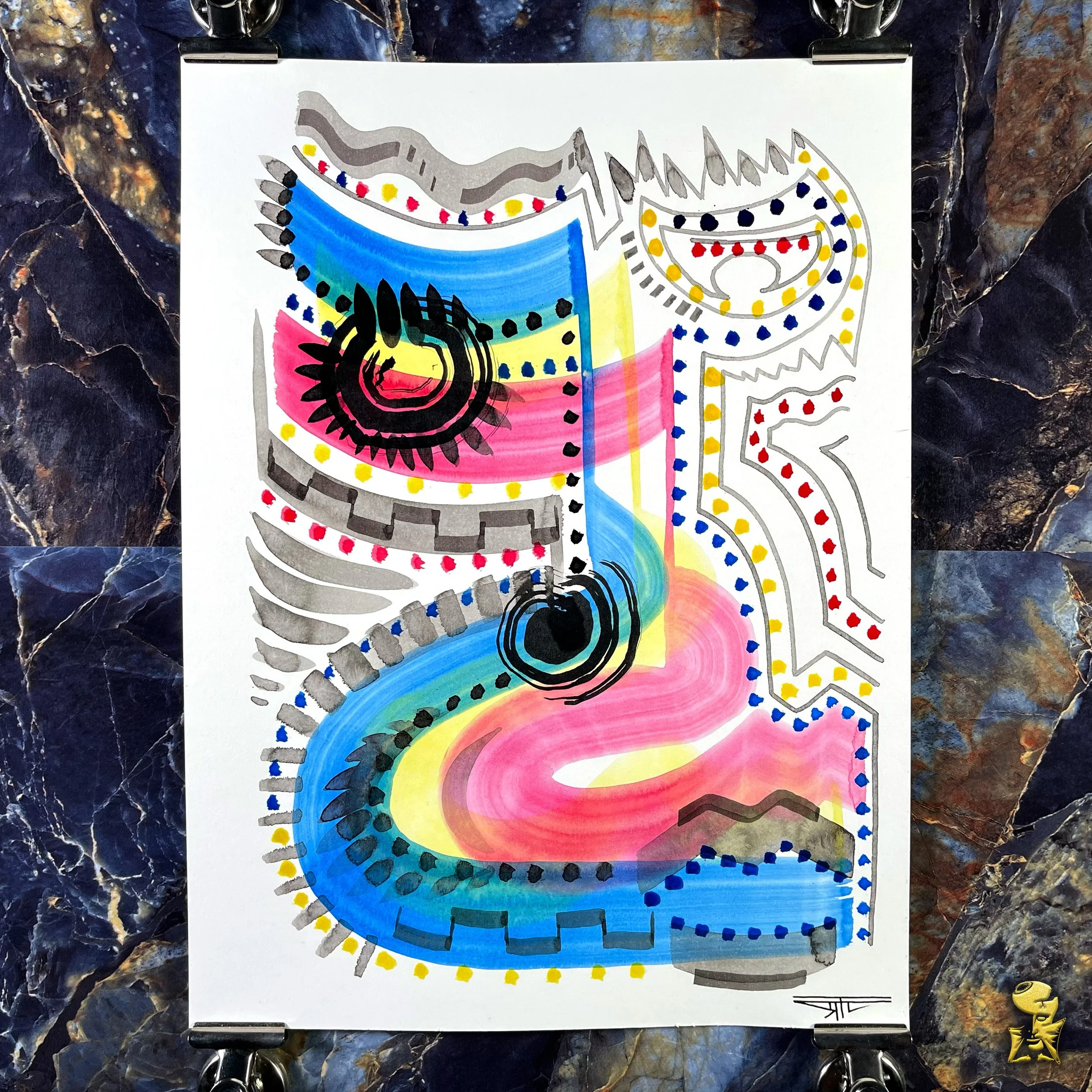 #2274 The Many Faces: Abstract Ink Painting by Ray Taylor
