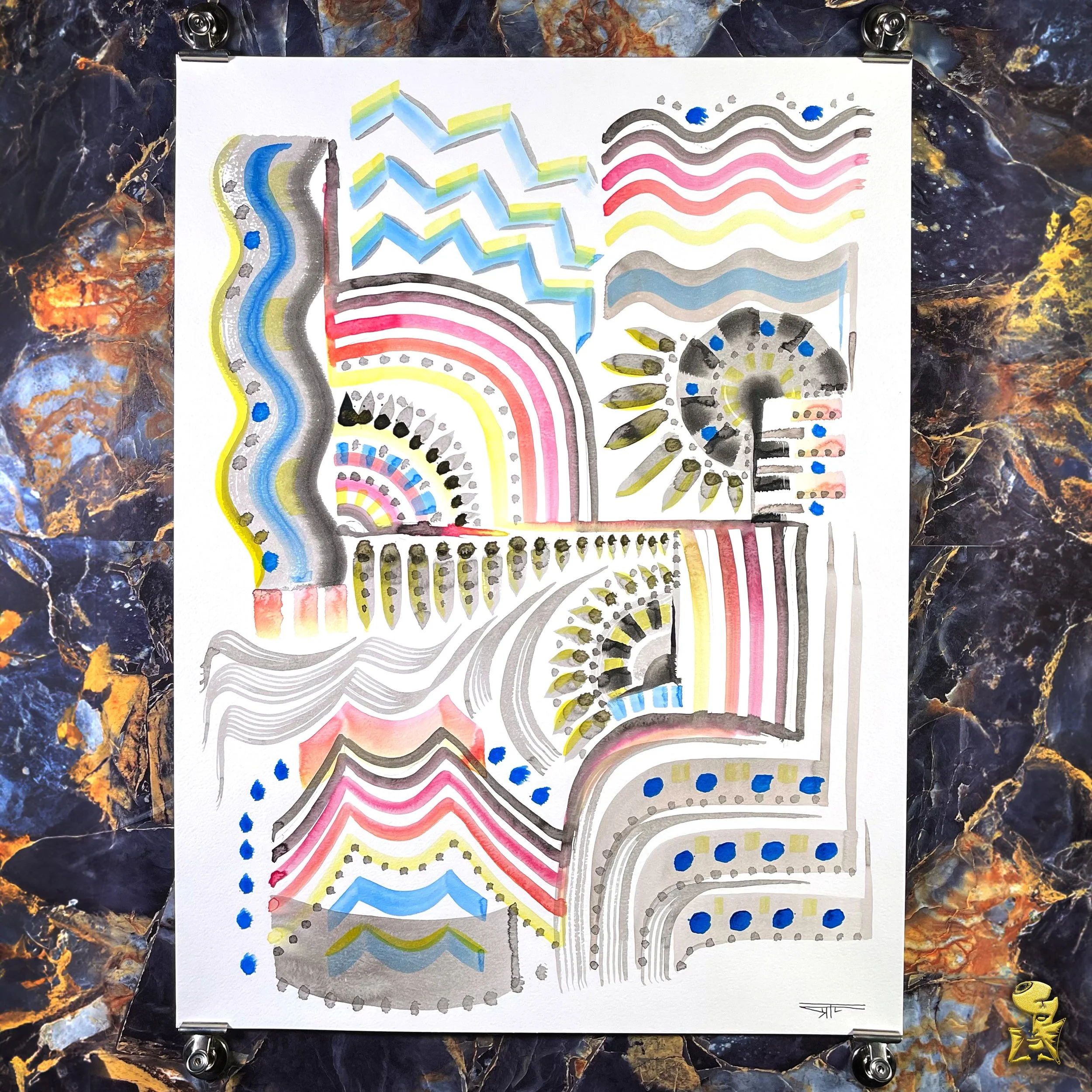 #2276 The Many Faces: Abstract Ink Painting by Ray Taylor