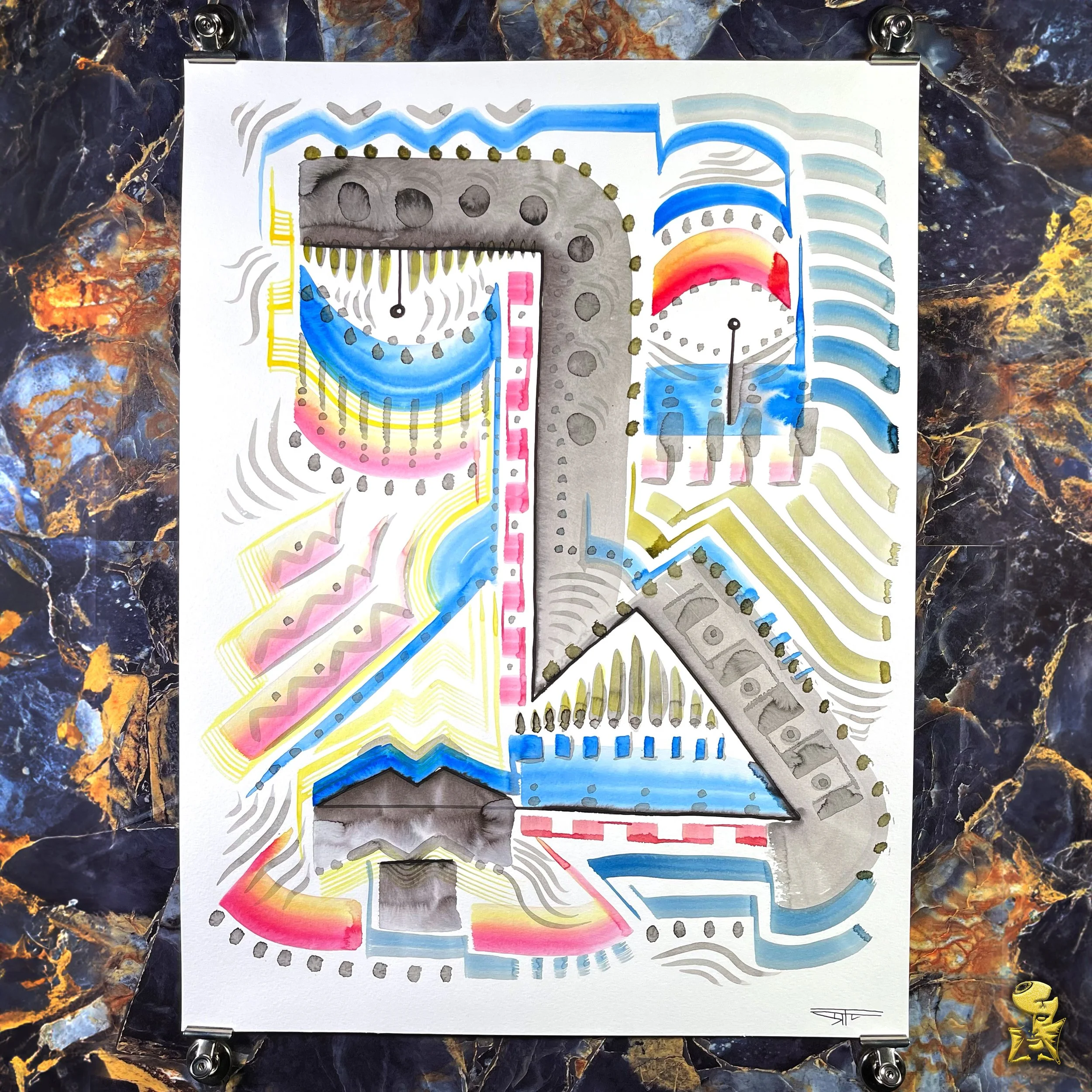 #2277 The Many Faces: Abstract Ink Painting by Ray Taylor