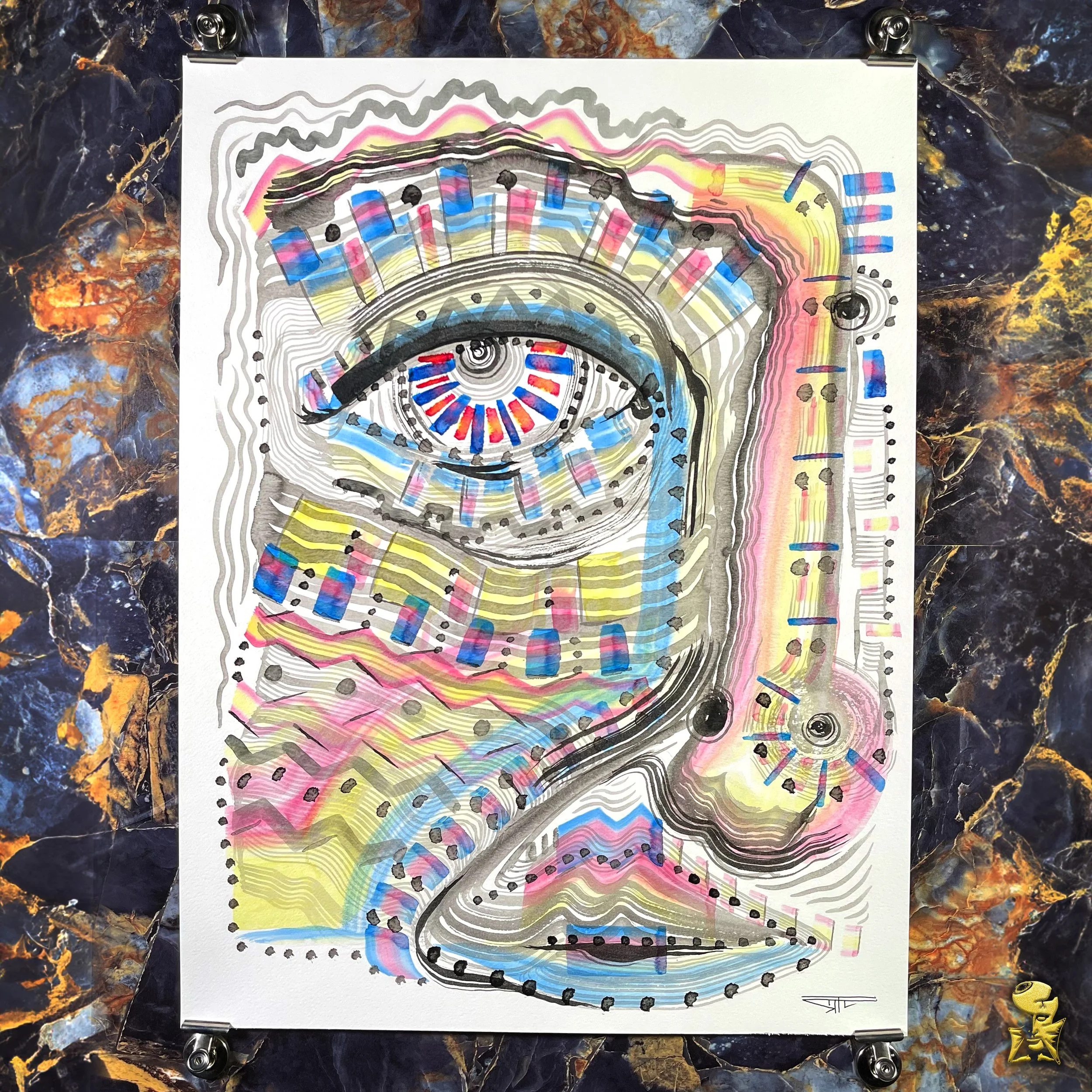 #2278 The Many Faces: Abstract Ink Painting by Ray Taylor